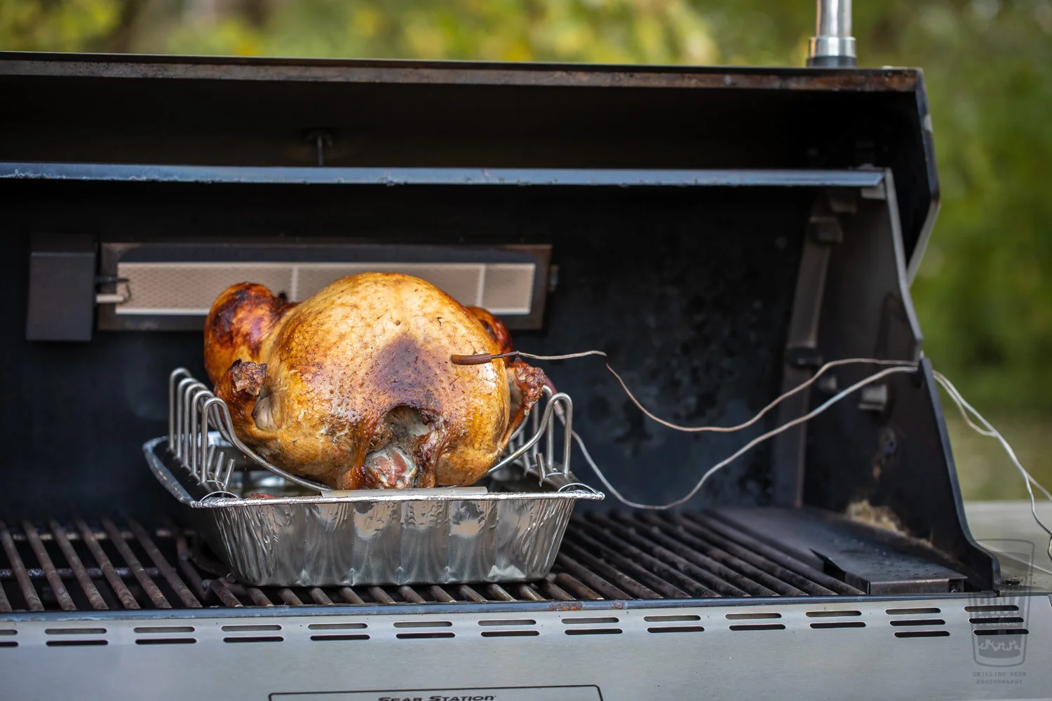Grilled Turkey on Roasting Rack with iGrill2 on Summit Gas