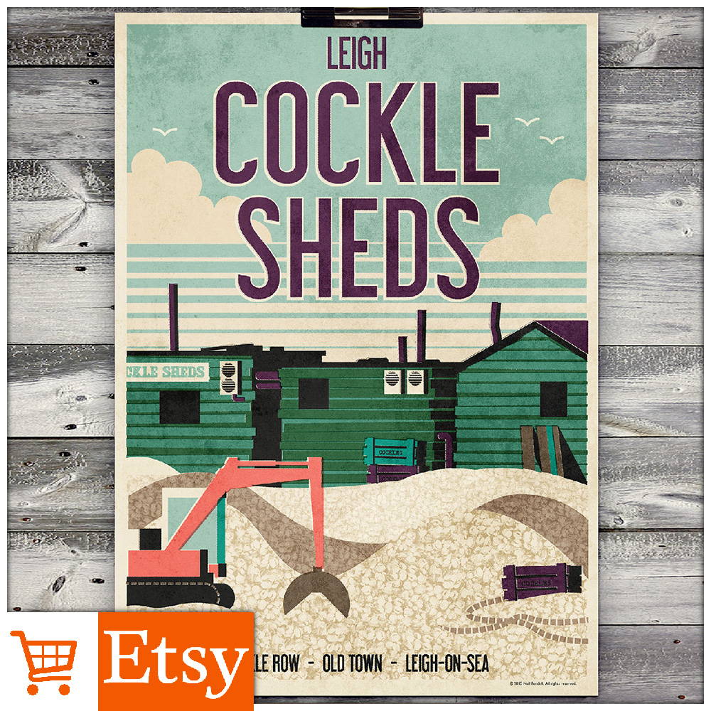 Leigh Cockle Sheds - A2 Poster
