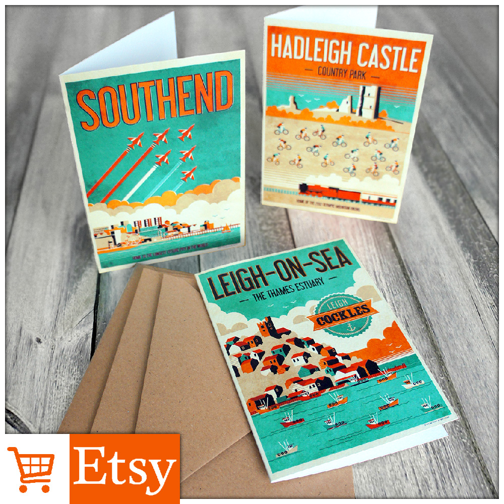 Southend / Leigh / Hadleigh - Greetings Cards set of 3