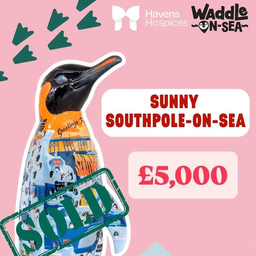 Sunny has already had a wonderful story, from being the promotional penguin helping promote Waddle-on-Sea, to standing proudly by the Thames on the trail. Now, raising an incredible £5,000 for Havens Hospices, his story has only just begun as h