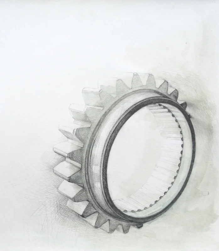 first gear 8x10" watercolor and graphite 2012 sold