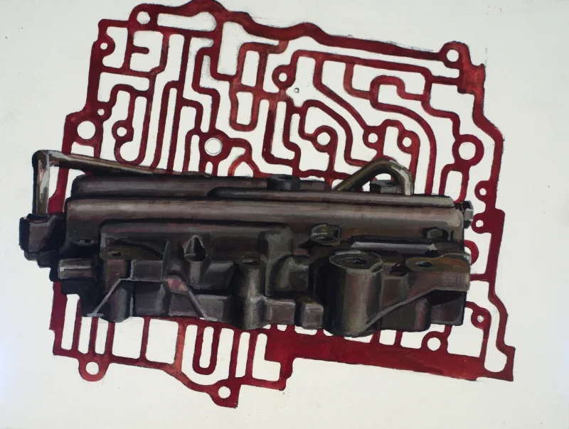 transmission iv 9x12" gouache 2014 sold