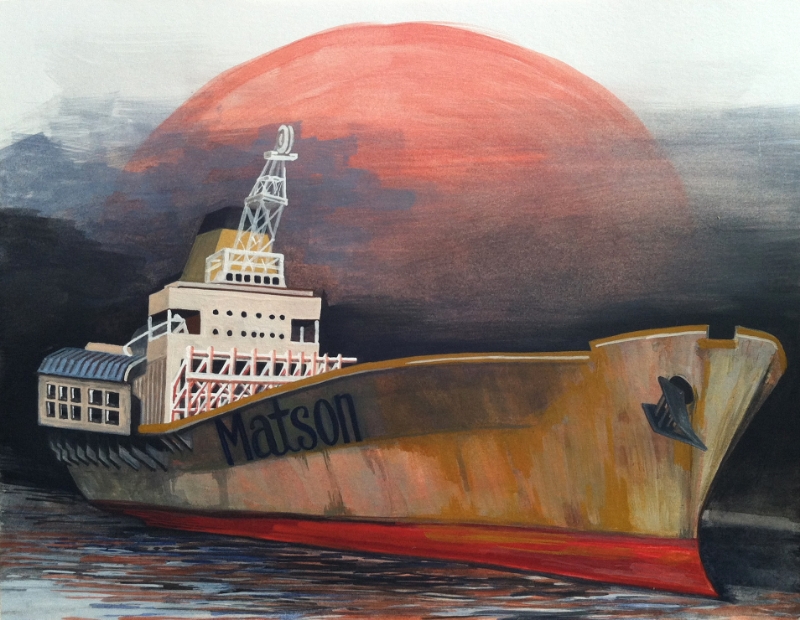 Matson Barge 9x12" gouache 2015 sold