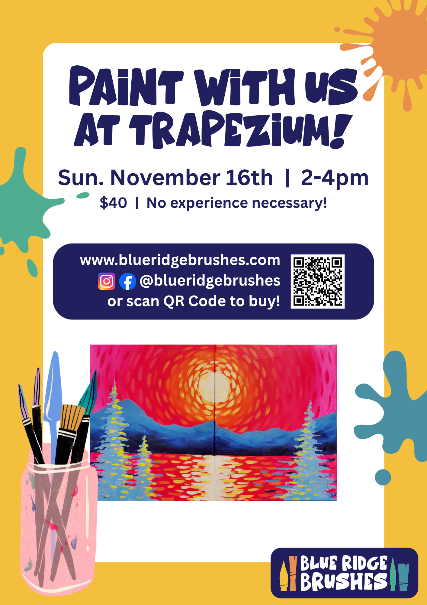Blue Ridge Brushes Paint &amp; Sip