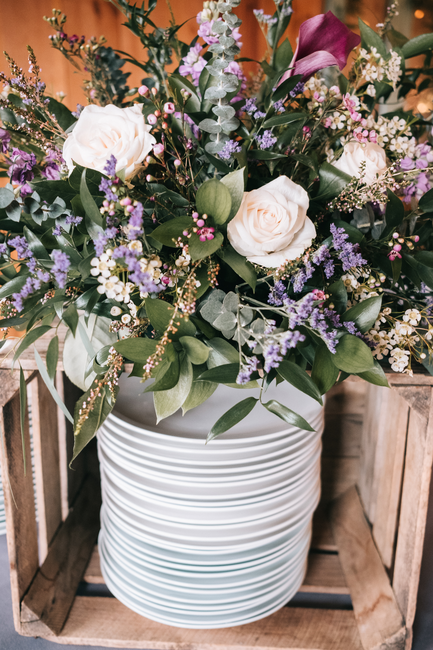 barn wedding crate diy flowers dinner plates