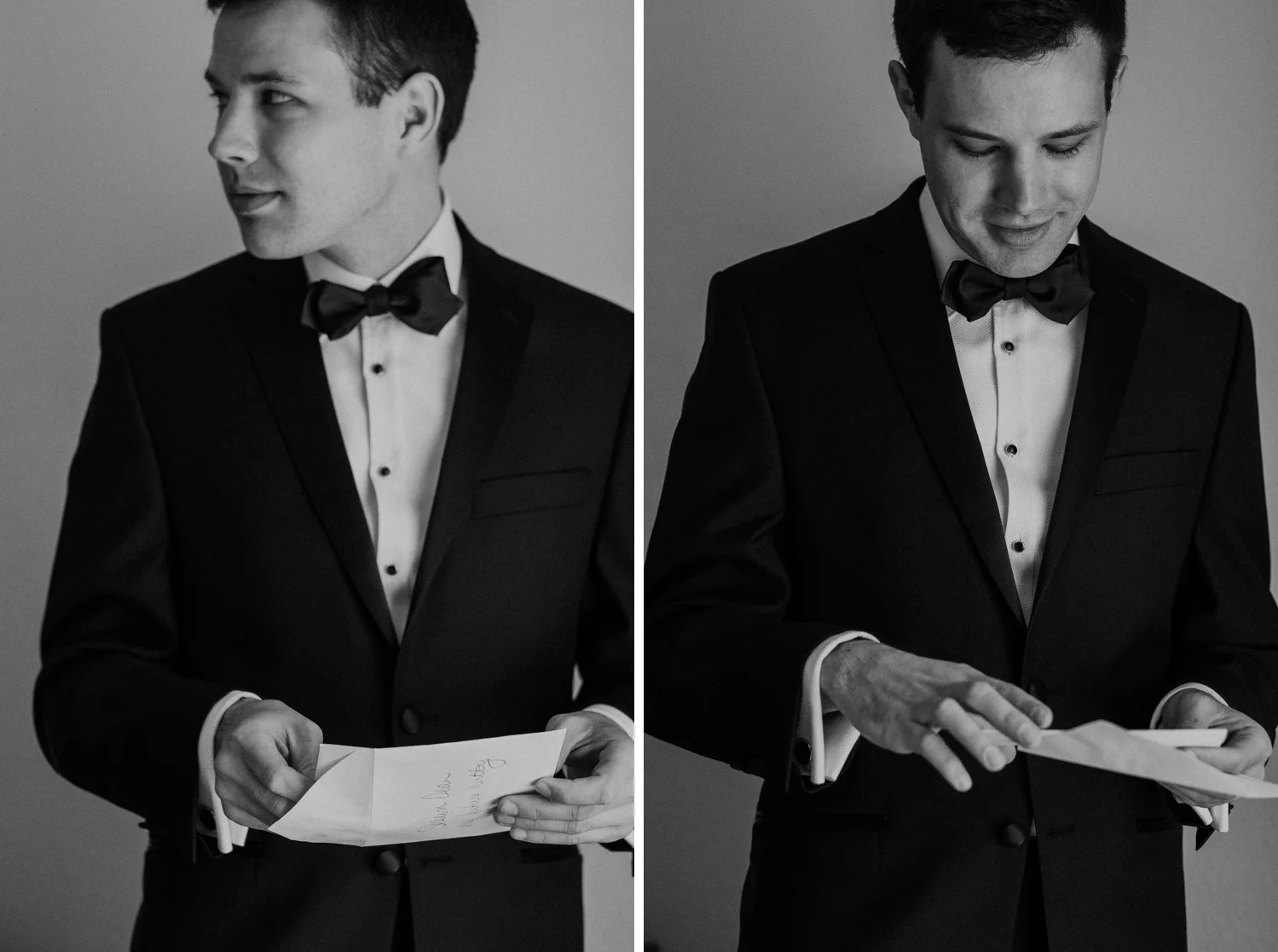A groom reading a letter from his bride dc wedding