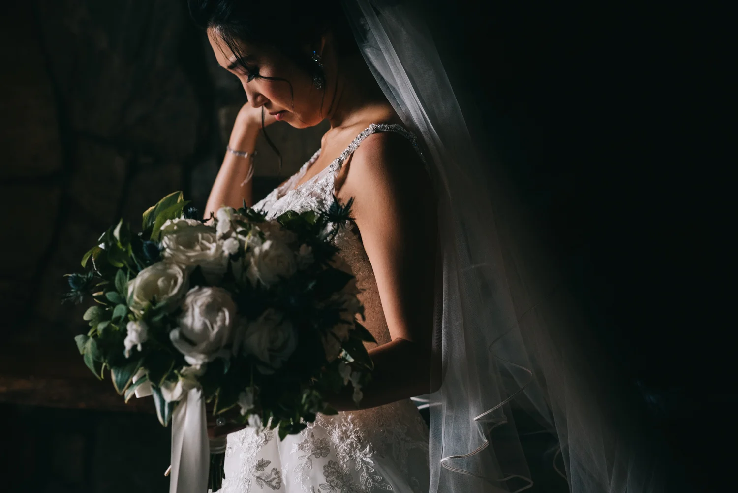 blue valley winery cellar wedding bridal