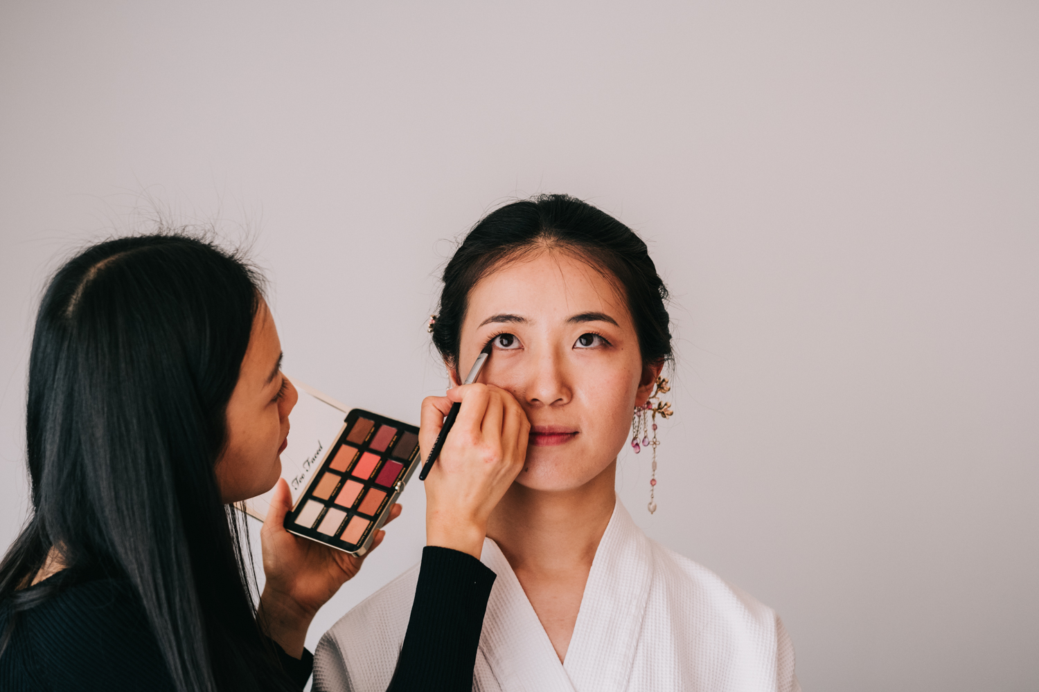 Washington DC chinese wedding bride getting ready makeup artsist