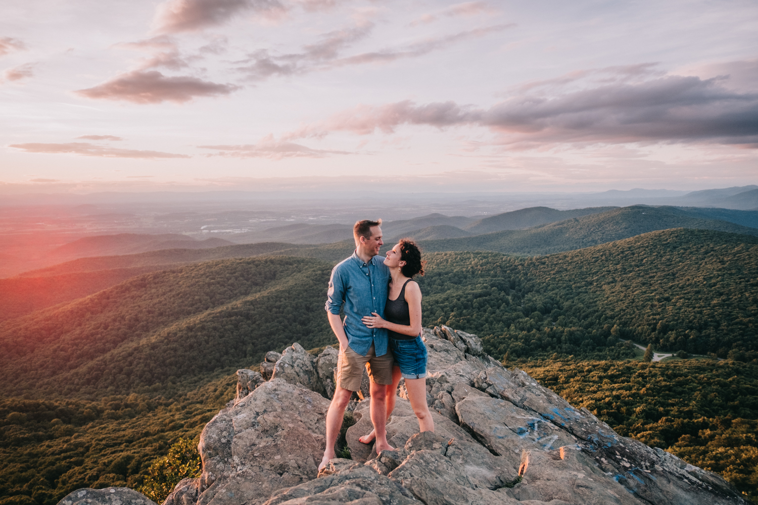 engagement photos on the cliffs at humpback rock in virginia