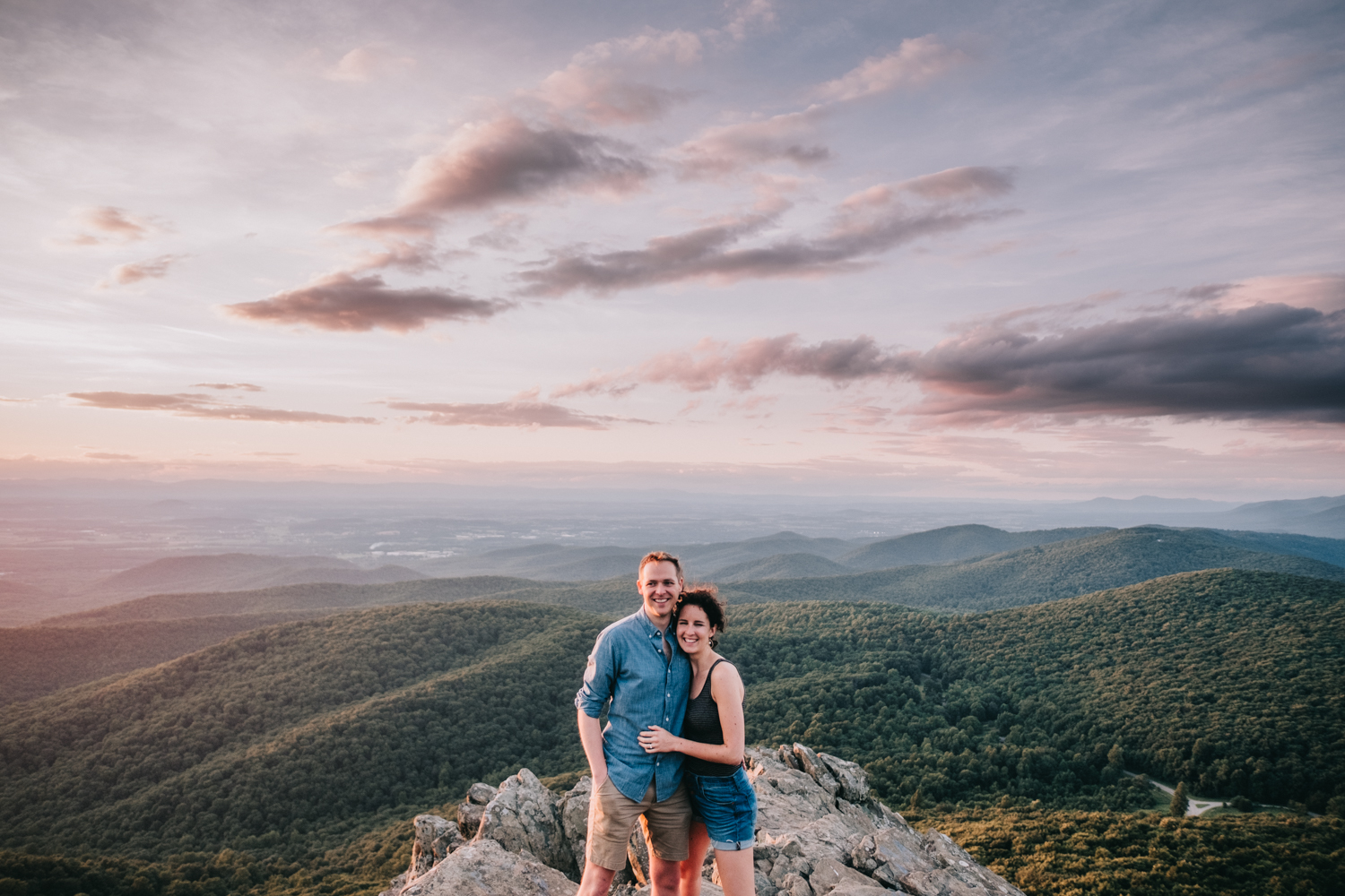 engagement photo at humpback rock in virginia on the cliffs