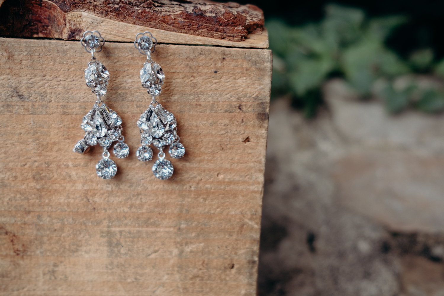 bride's earrings at virginia wedding in middleburg