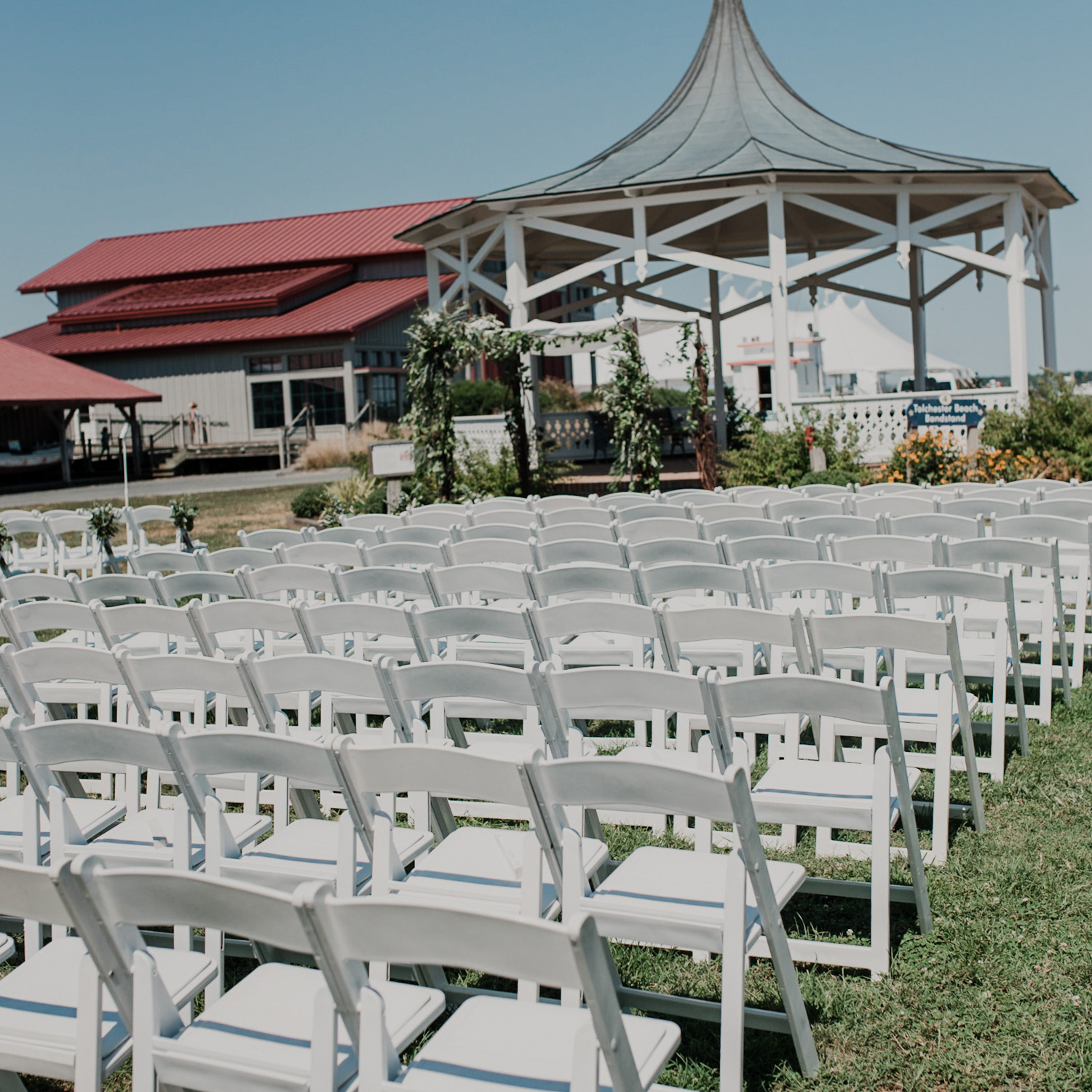 wedding ceremony chair setup at chesapeake bay maritime museum