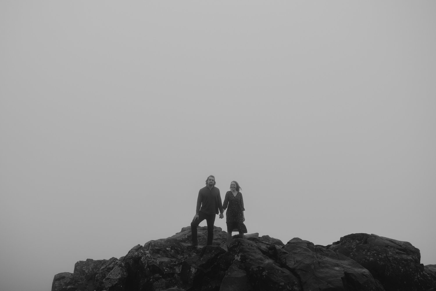 Foggy stony man mountain engagement photo