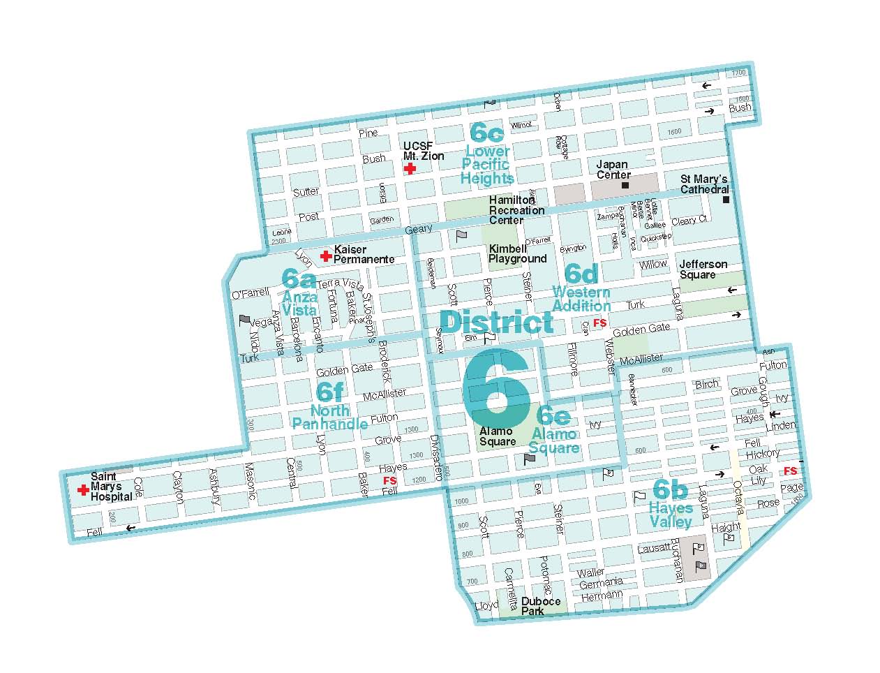 District 6 - Central North Lower Pacific Heights, Anza Vista, Western Addition, North Panhandle, Alamo Square, Hayes Valley