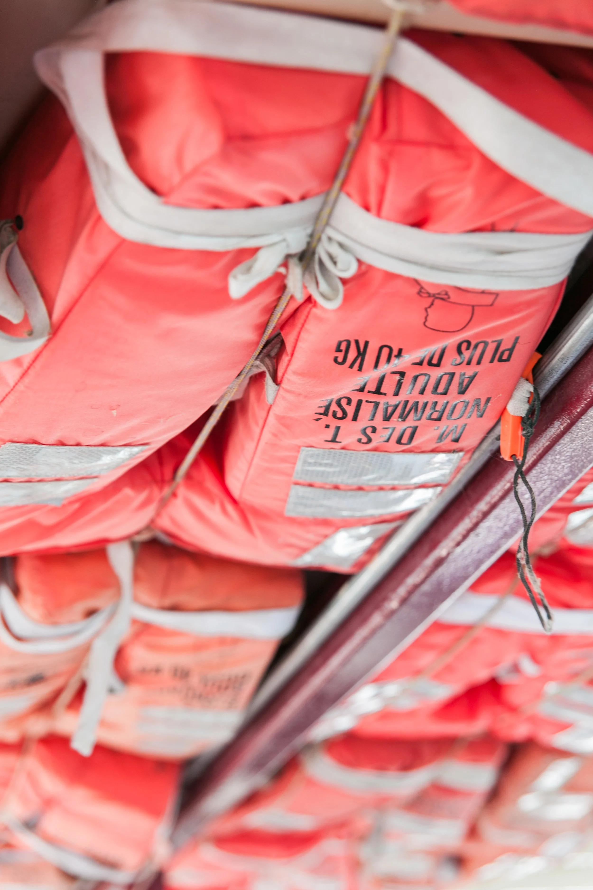 Life vests on Toronto Island Ferry that goes to RCYC