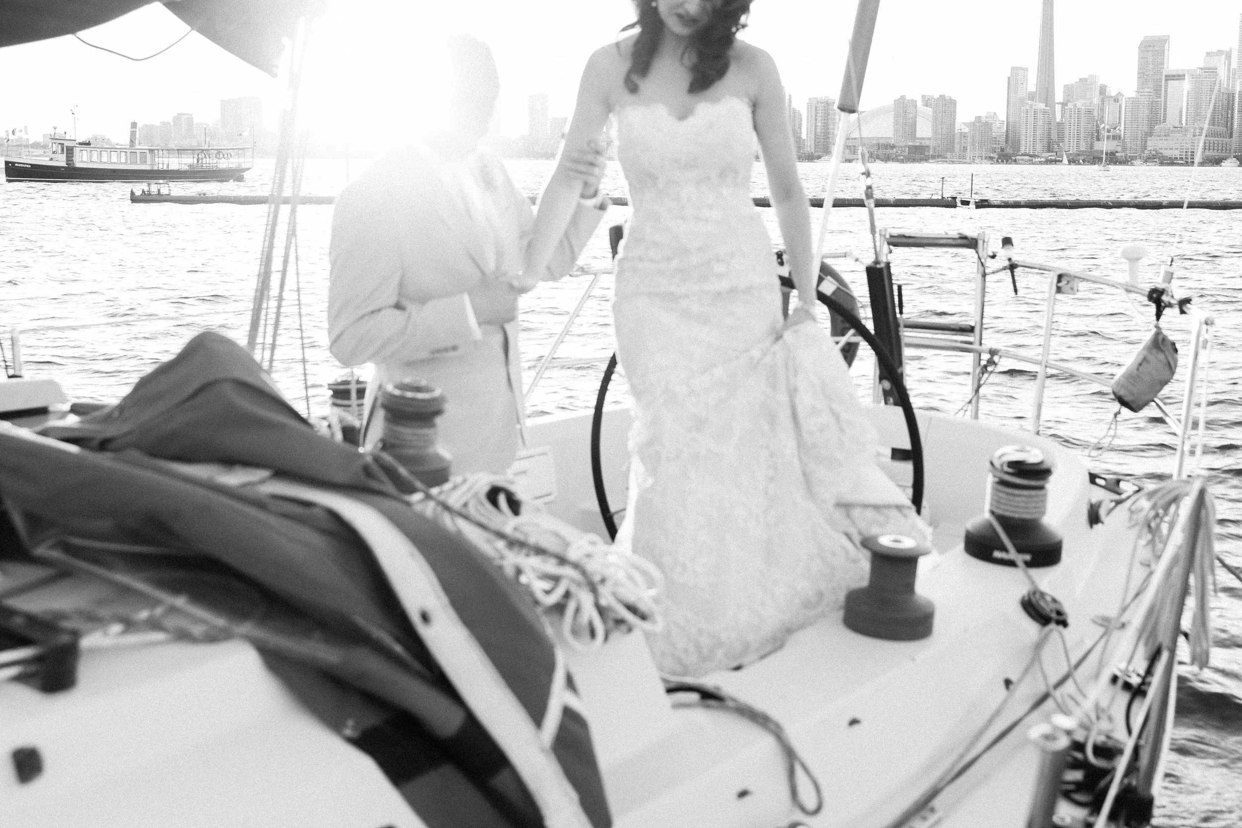 Sunset wedding photos on the lake