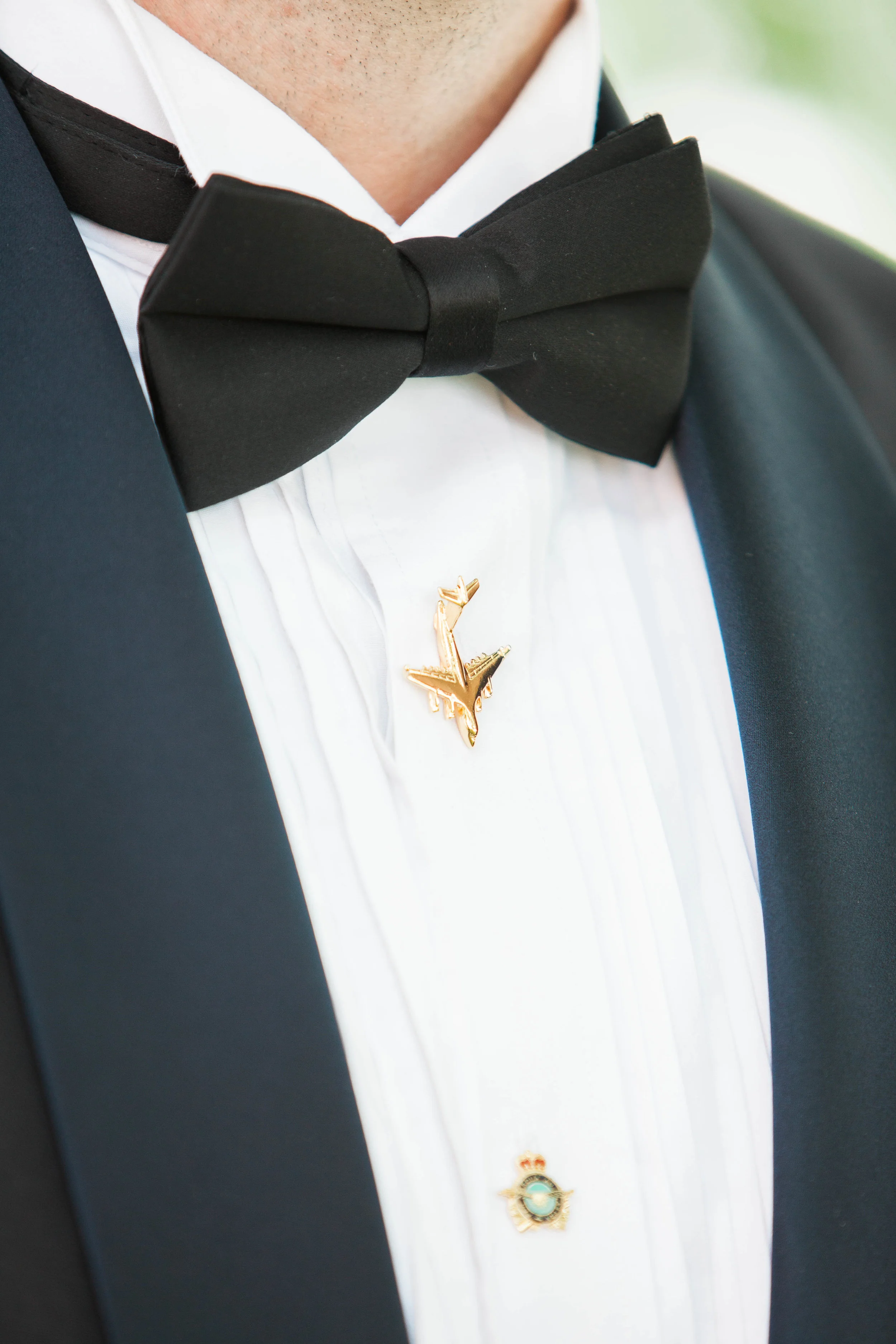 Groom's army suit details