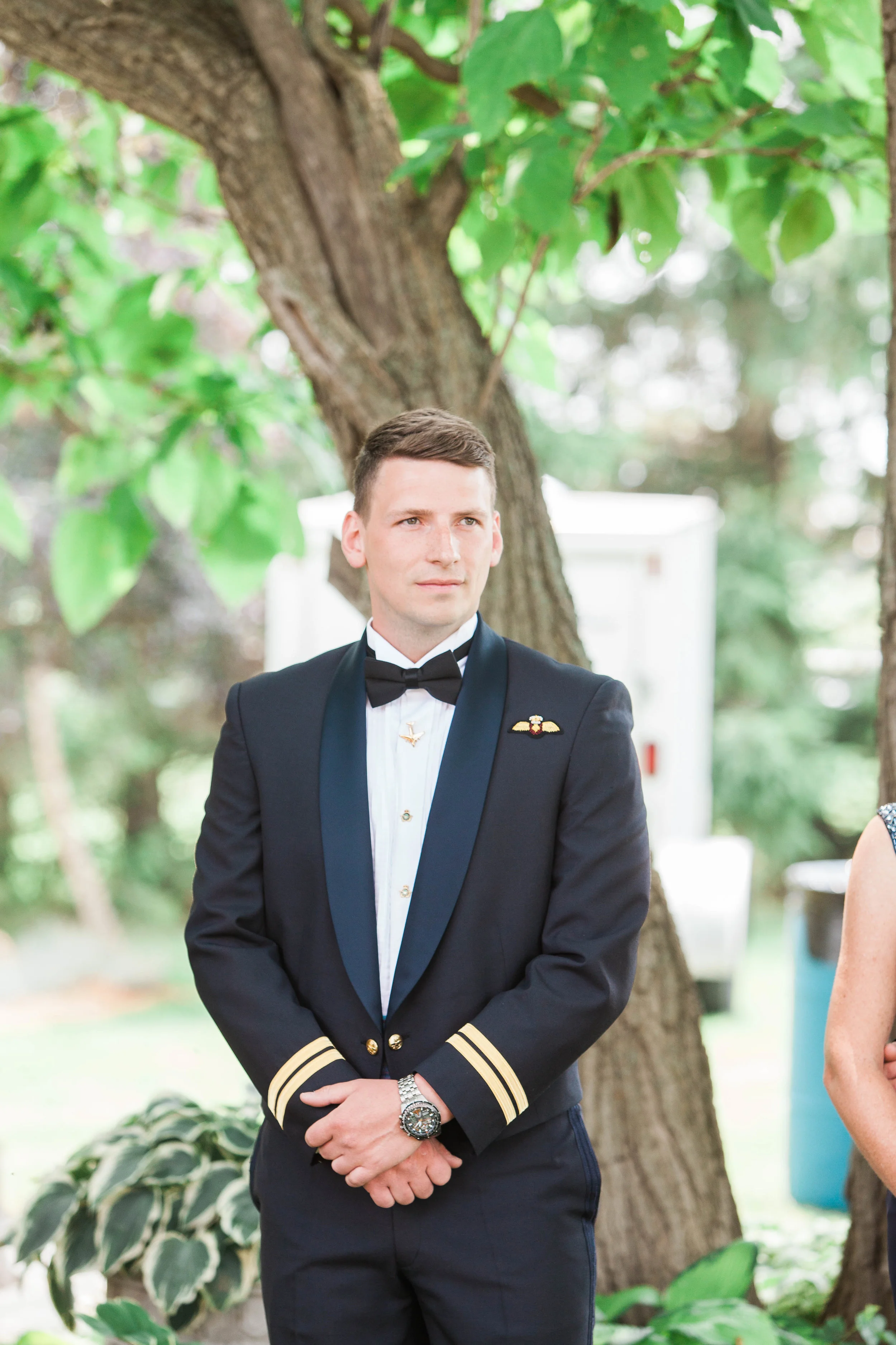 Groom at outdoor ceremony