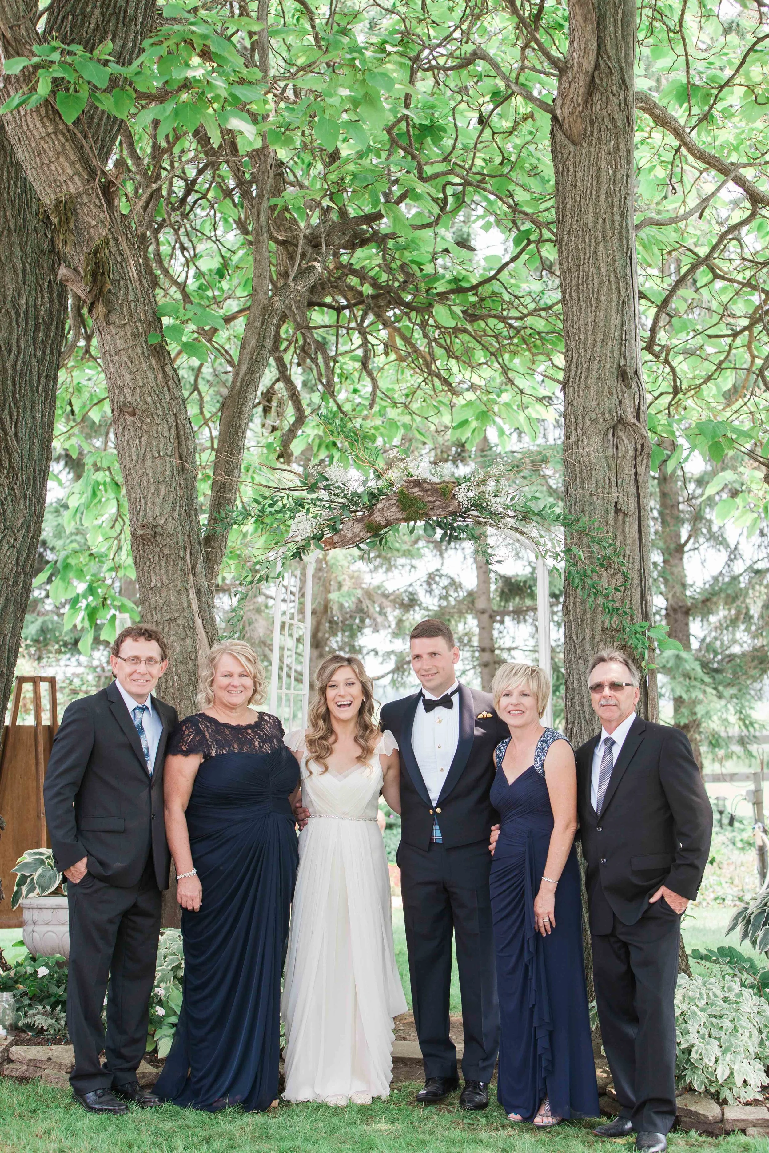 Family photos at intimate Ontario wedding