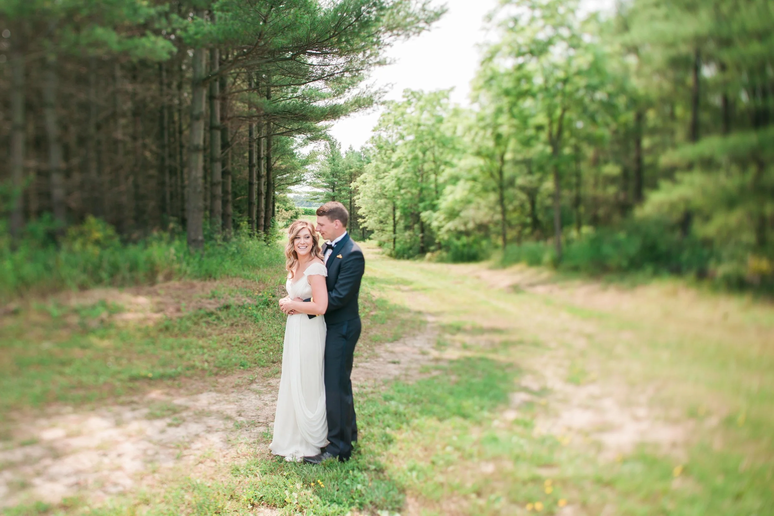 Bride and groom photos in forest