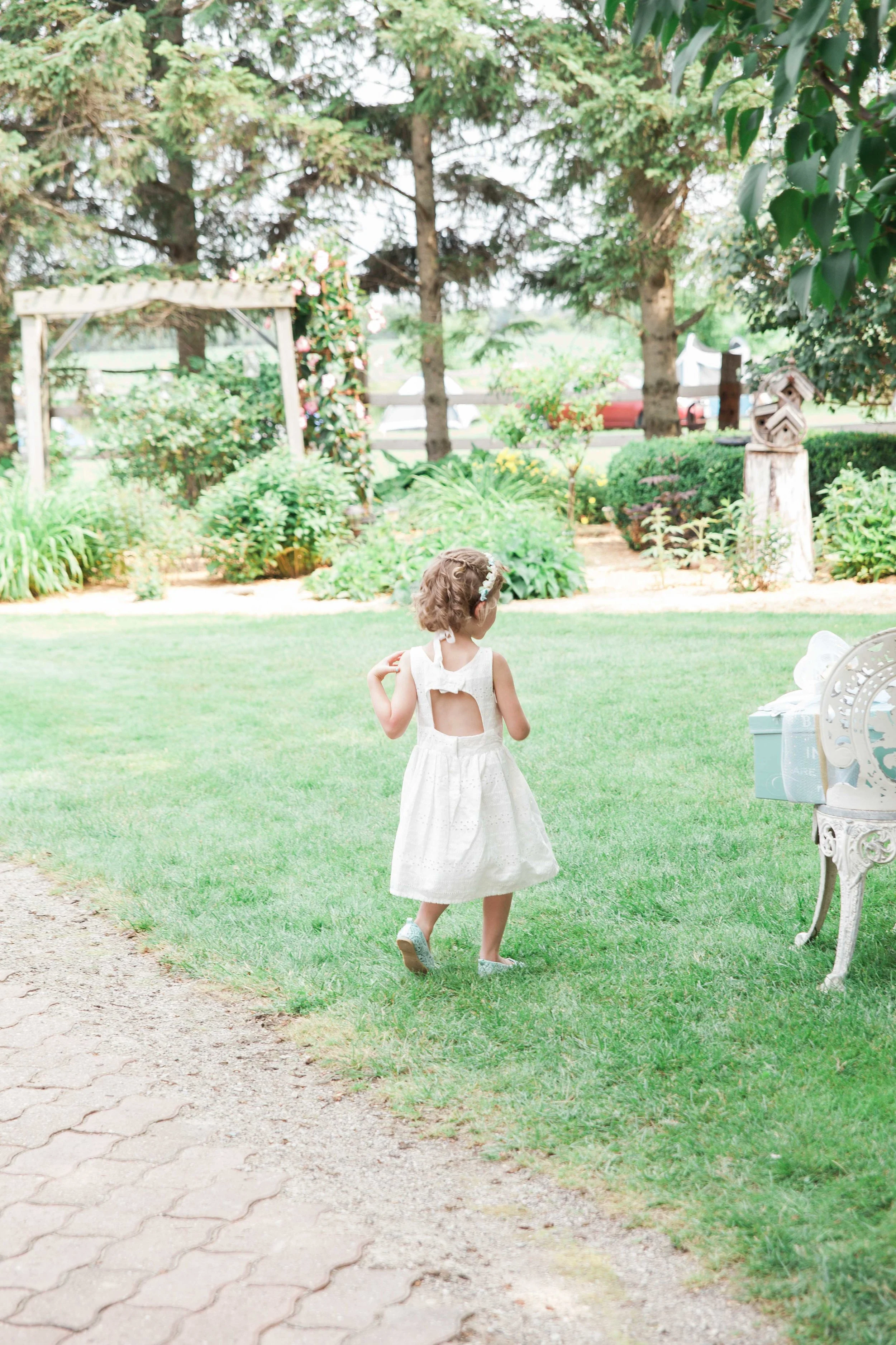 Flower girl at intimate private estate wedding