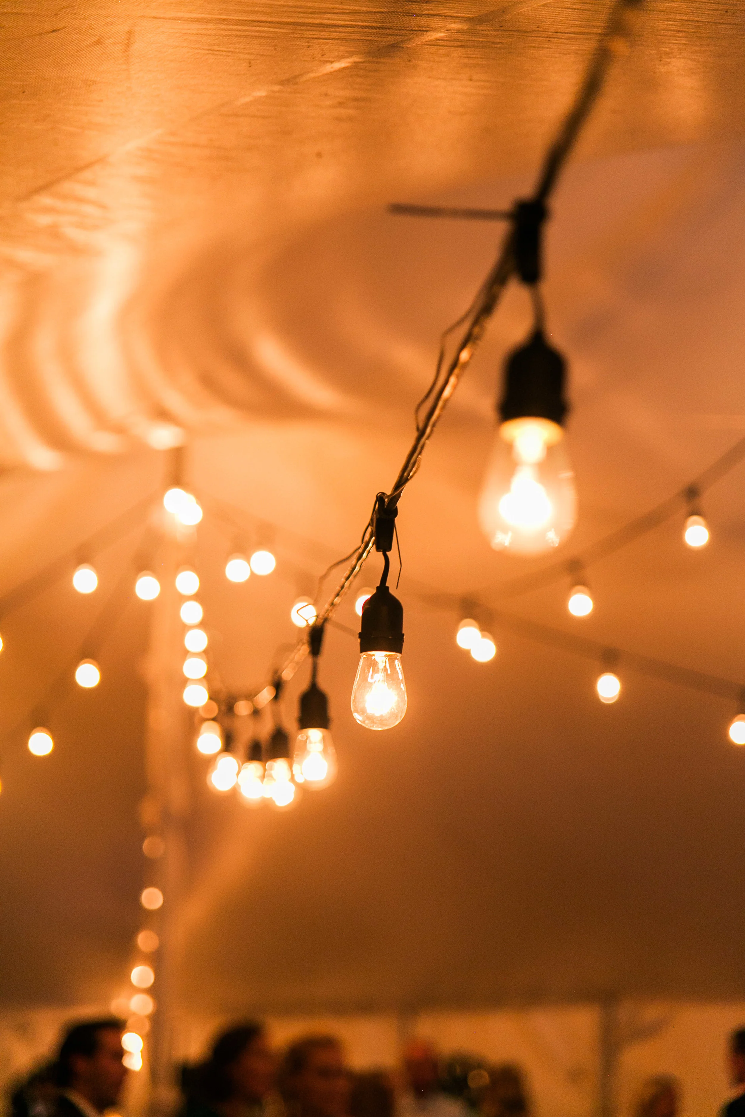 Twinkle lights in tented Muskoka wedding