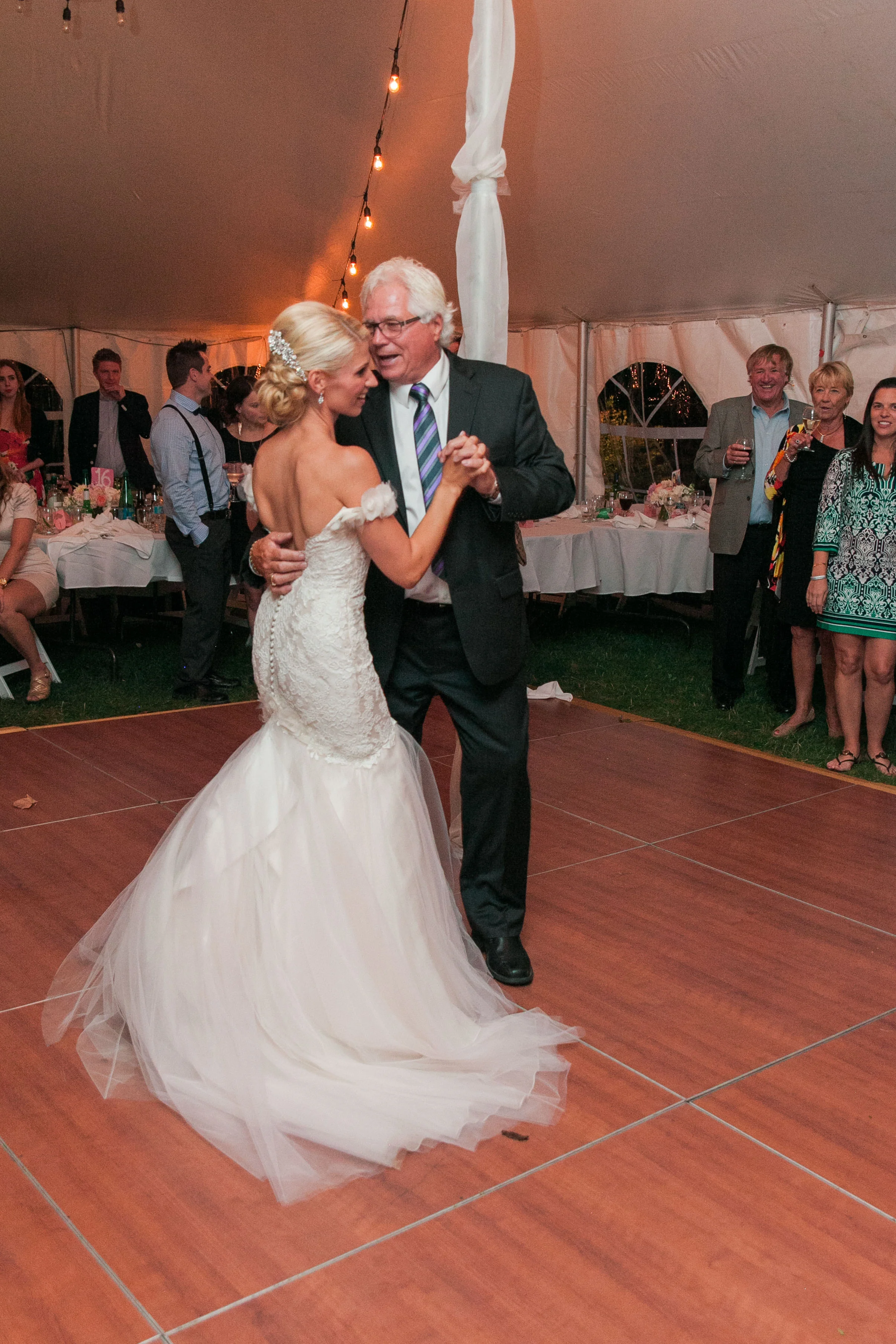 Father daughter dance at tented wedding
