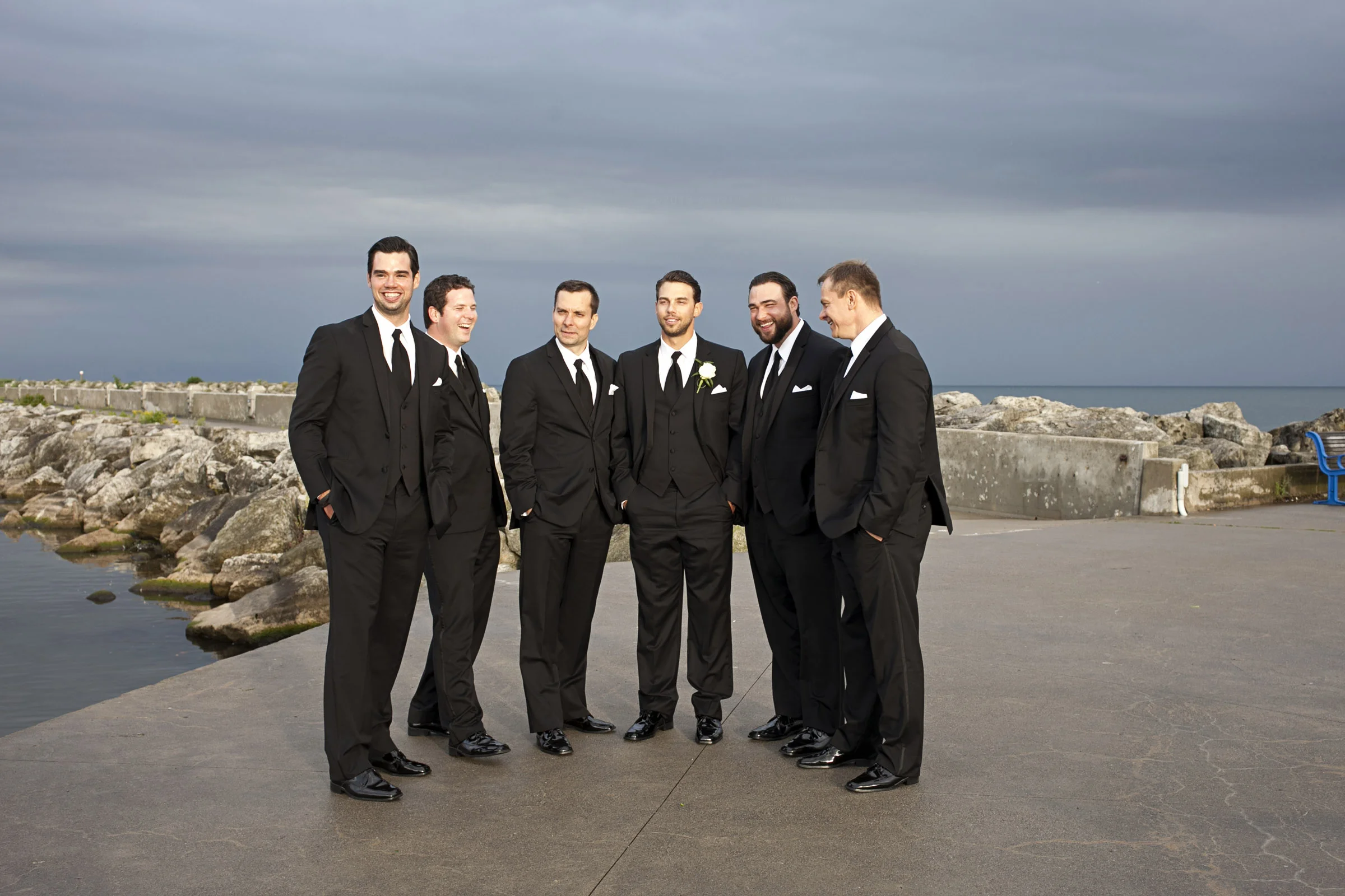 Groomsmen photos at Oakville marina 