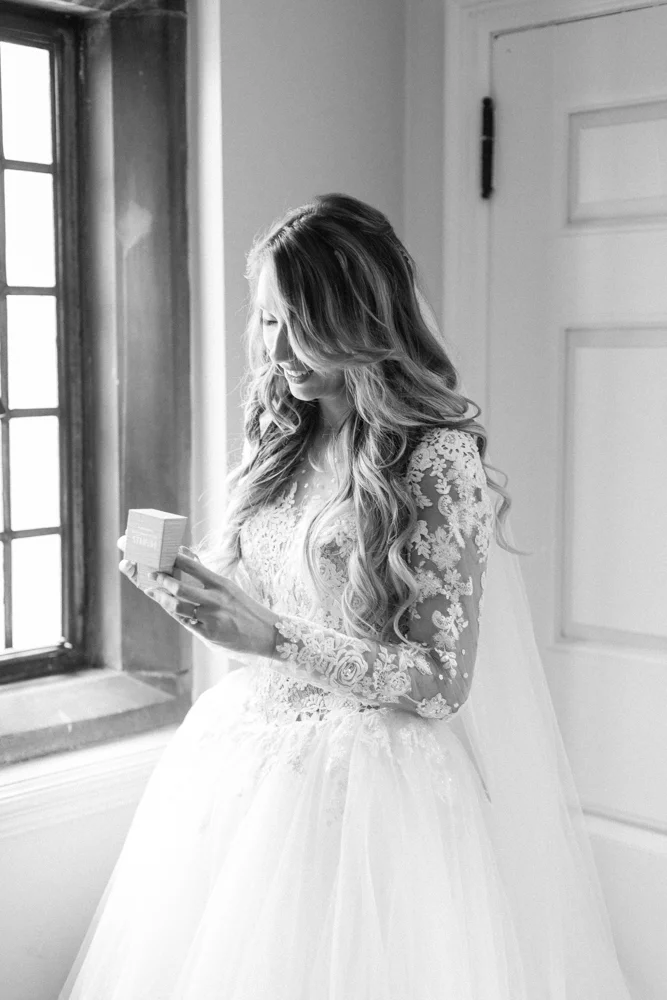 bride wearing hayley paige dress