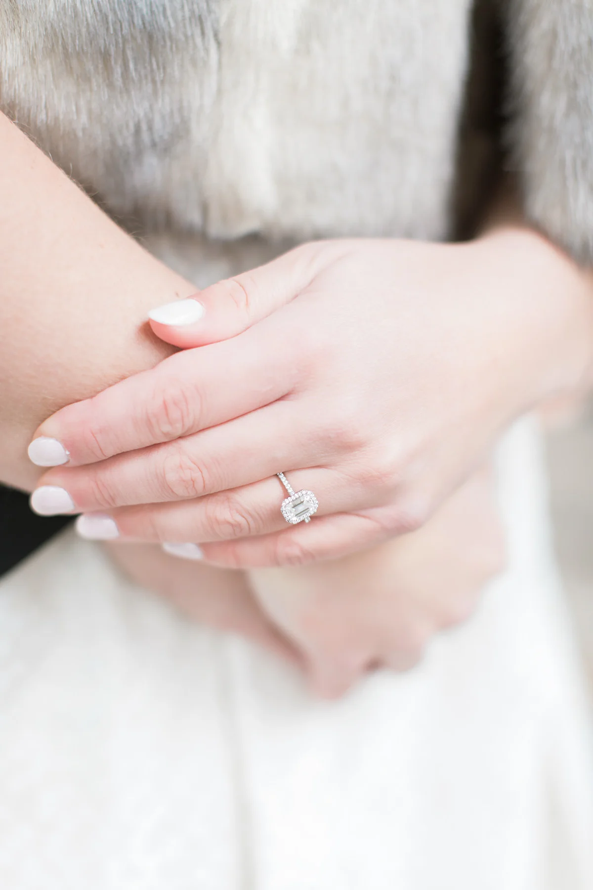 white hold engagement ring