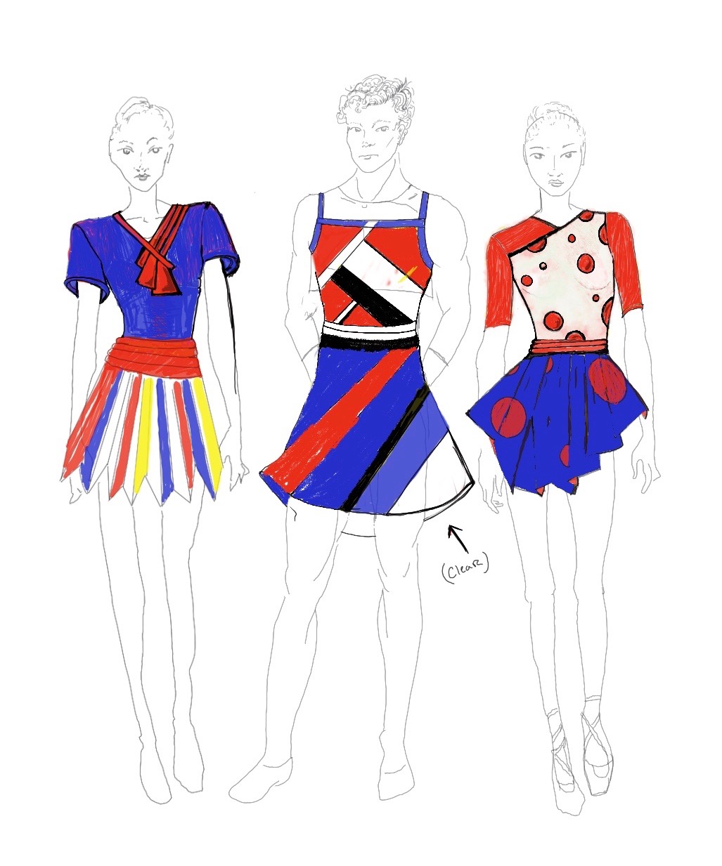 Costume concept sketch by designer Benjamin Taylor Ridgway for Jennifer Hart's Once 'Round the Sun . Catch a bonus performance of this piece during the UMLAUF's Family Day .