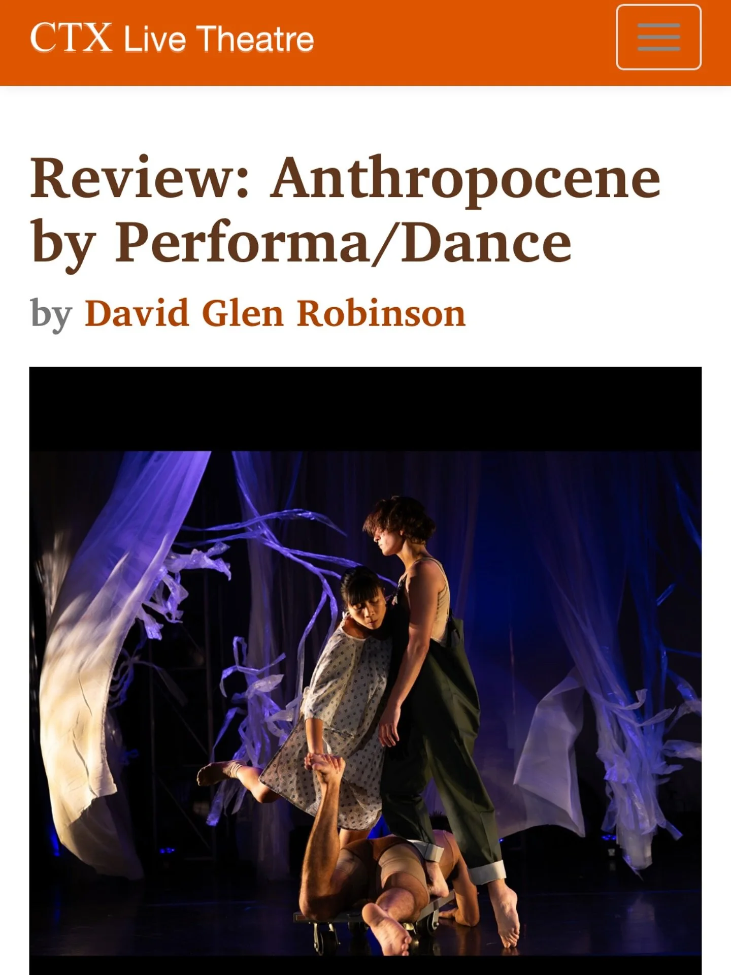 CTX Live Theatre Review // ANTHROPOCENE AKA: Oh the Humanity! AKA: The Big Wah Wah! //

&ldquo;&hellip;an accessible, brilliant, and generous discourse on life and death on earth through time&rdquo;

&ldquo;This was a rare and masterful cast&rdquo;

