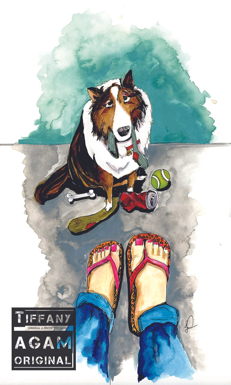 Humorous Sheltie - Watercolor