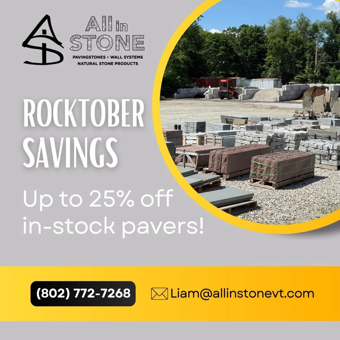 🎸 Rocktober Savings Are Here! 
Transform your outdoor space and save up to 25% off pavers all month long! Whether you&rsquo;re designing a new patio, walkway, or backyard oasis &mdash; now&rsquo;s the perfect time to rock your next project with All 