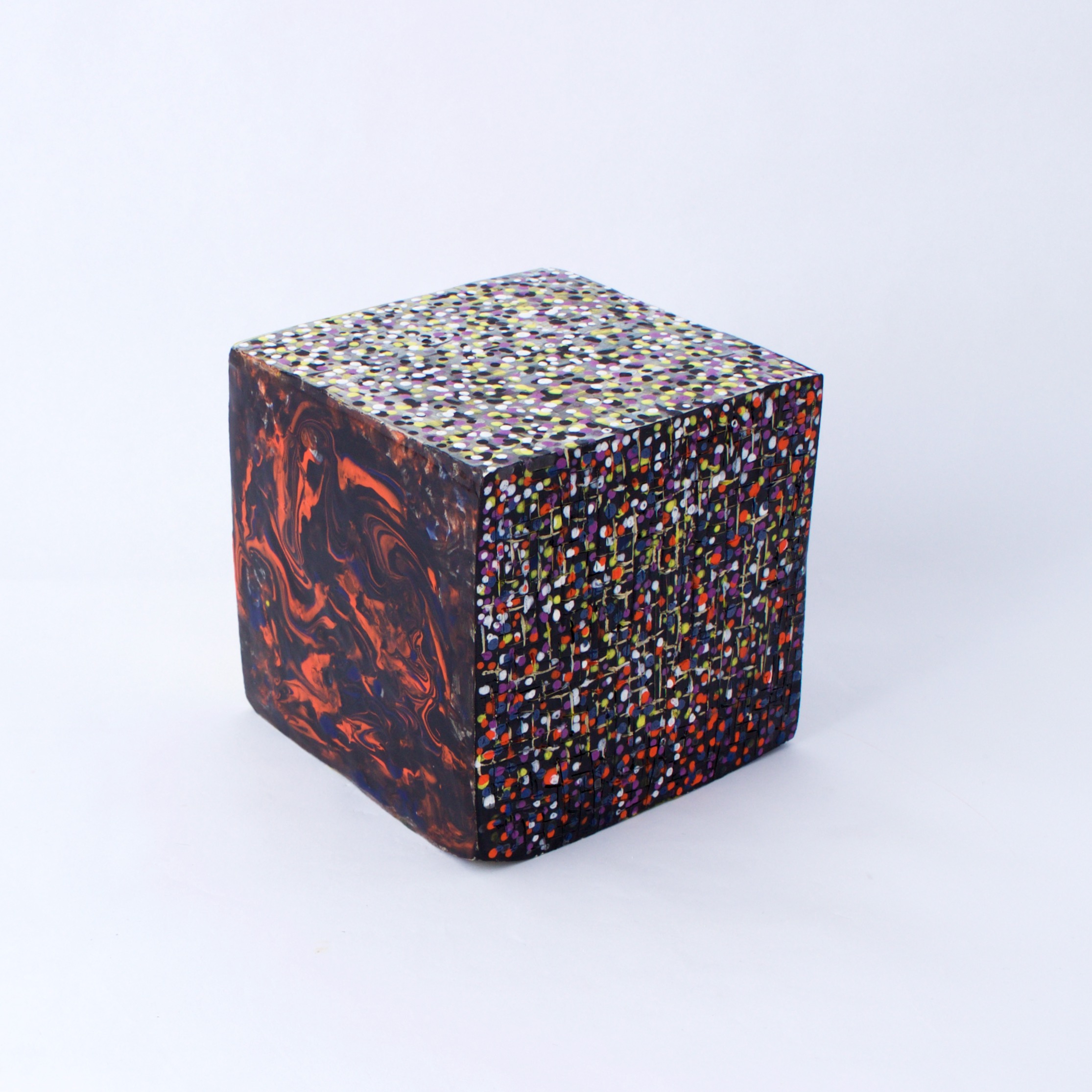 Perspective Projection 4, Stoneware, underglaze, glaze, 5 x 5 x 5 inches, 2016