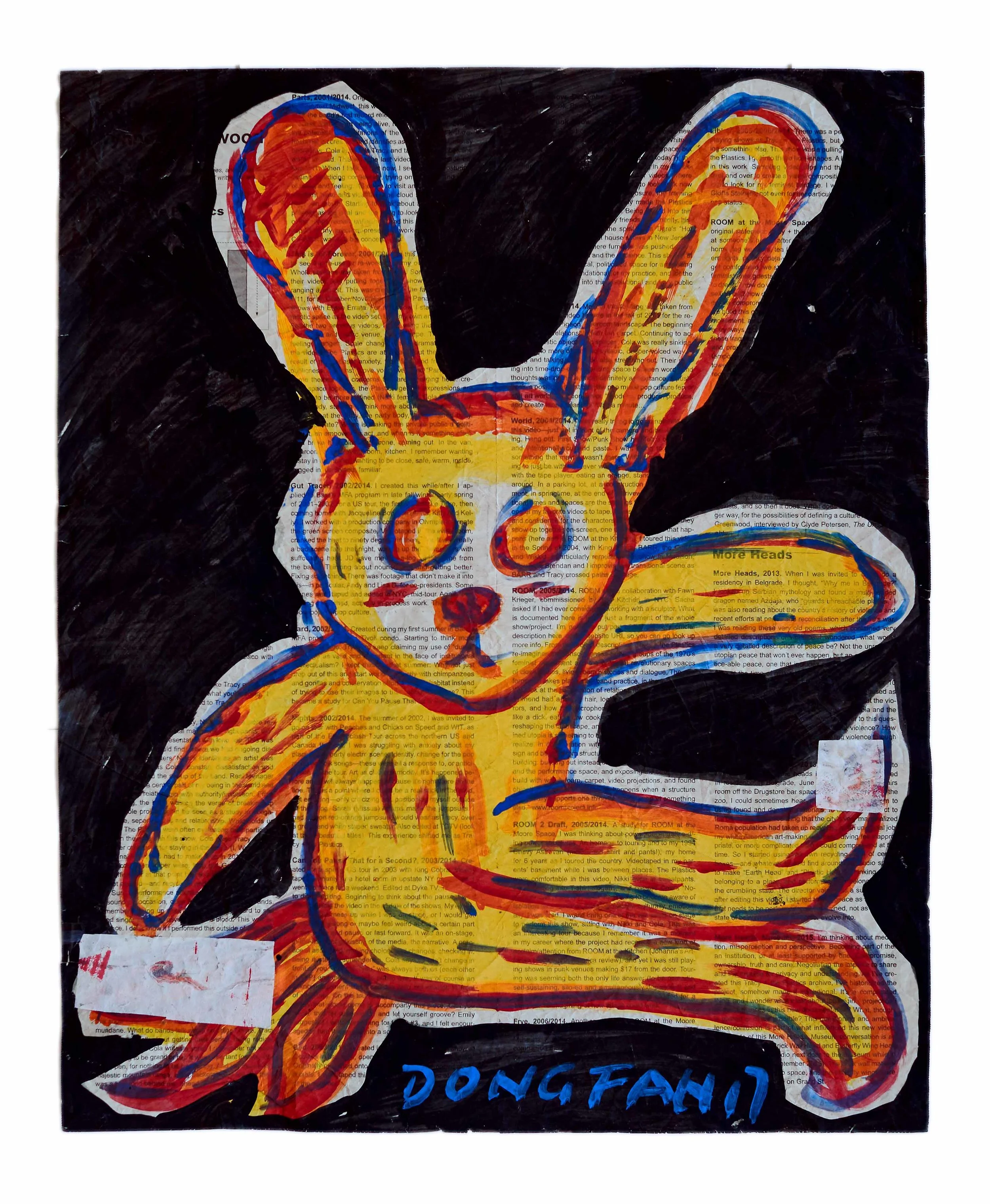 Half a Man-1, Acrylic, newspaper, 27.5 x 22.5 inches, 2017