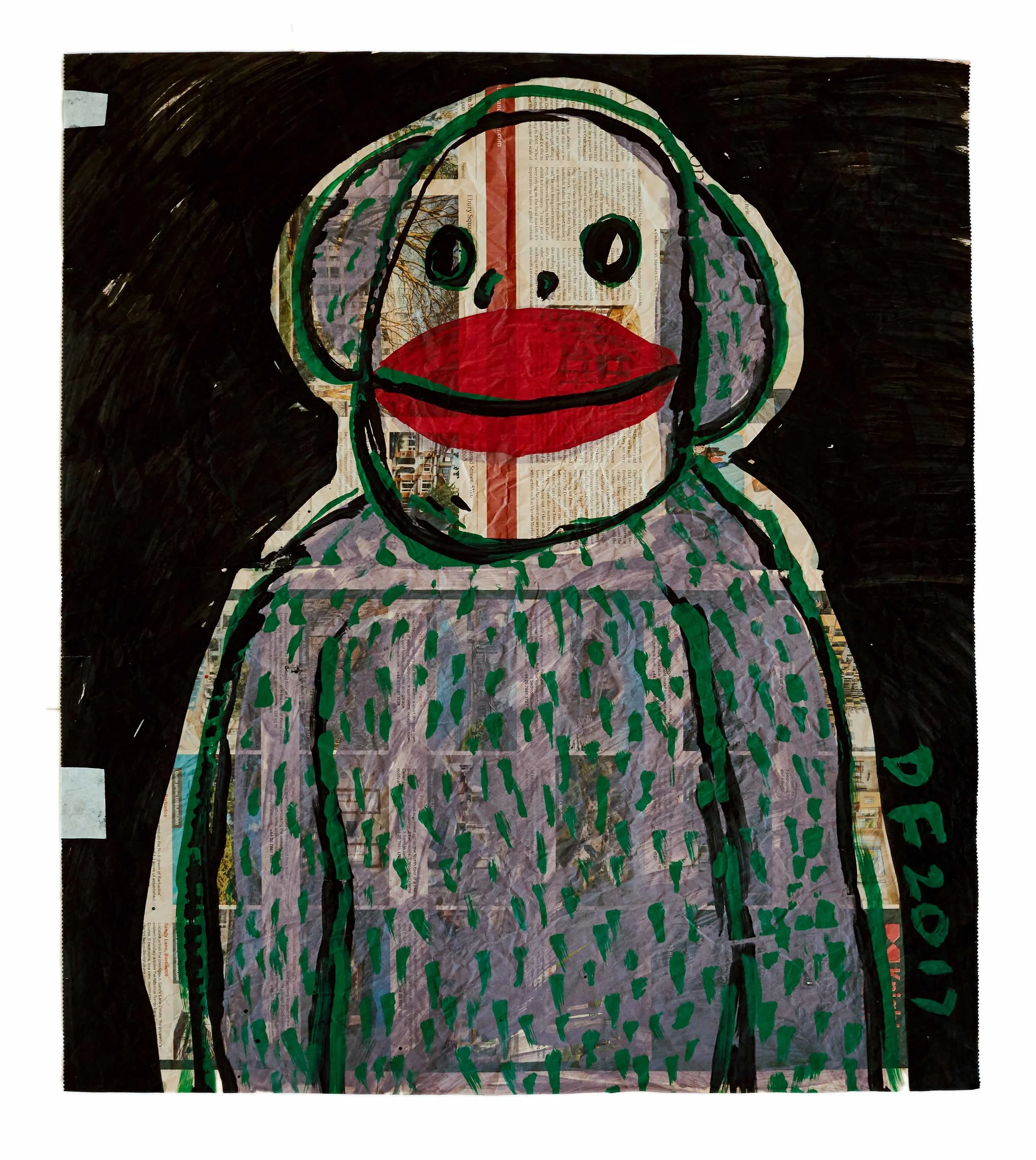 Half a Man-27, Acrylic, newspaper, 25.79 x 22.44 inches, 2017