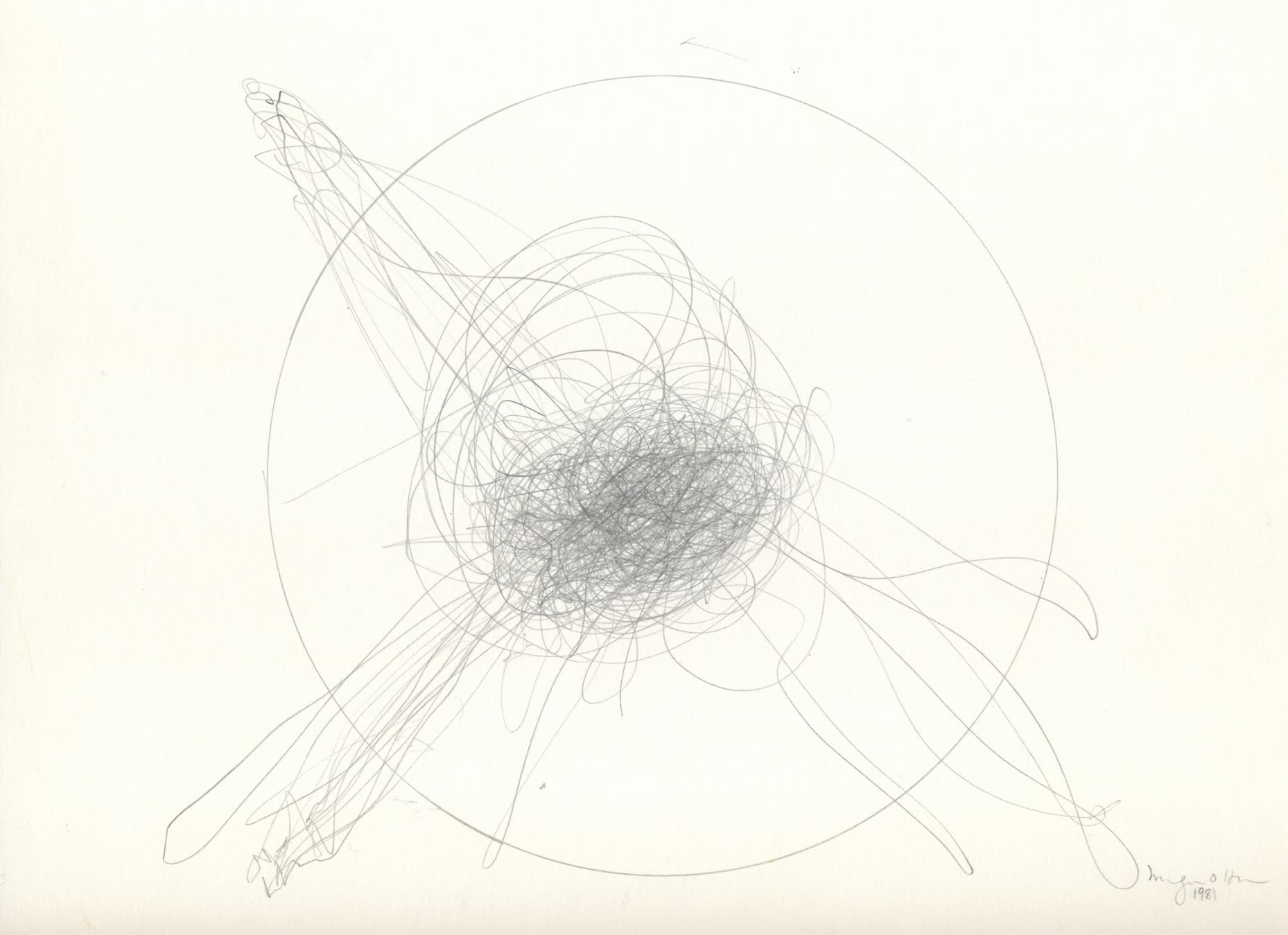  Morgan O'Hara,&nbsp; LIVE TRANSMISSION: Hand movements / Chinese chef / San Francisco / 1981, &nbsp;10 x 12 in.,&nbsp;Graphite on Bristol paper, 1981 