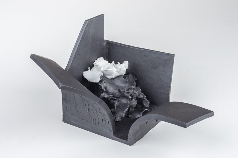   Space Deconstruction 4 , 2018, Porcelain, fire to 1300C, gas reduction, 13.4 x 7.9 x 5.9 inch &nbsp;© Renqian Yang, courtesy Fou Gallery. 