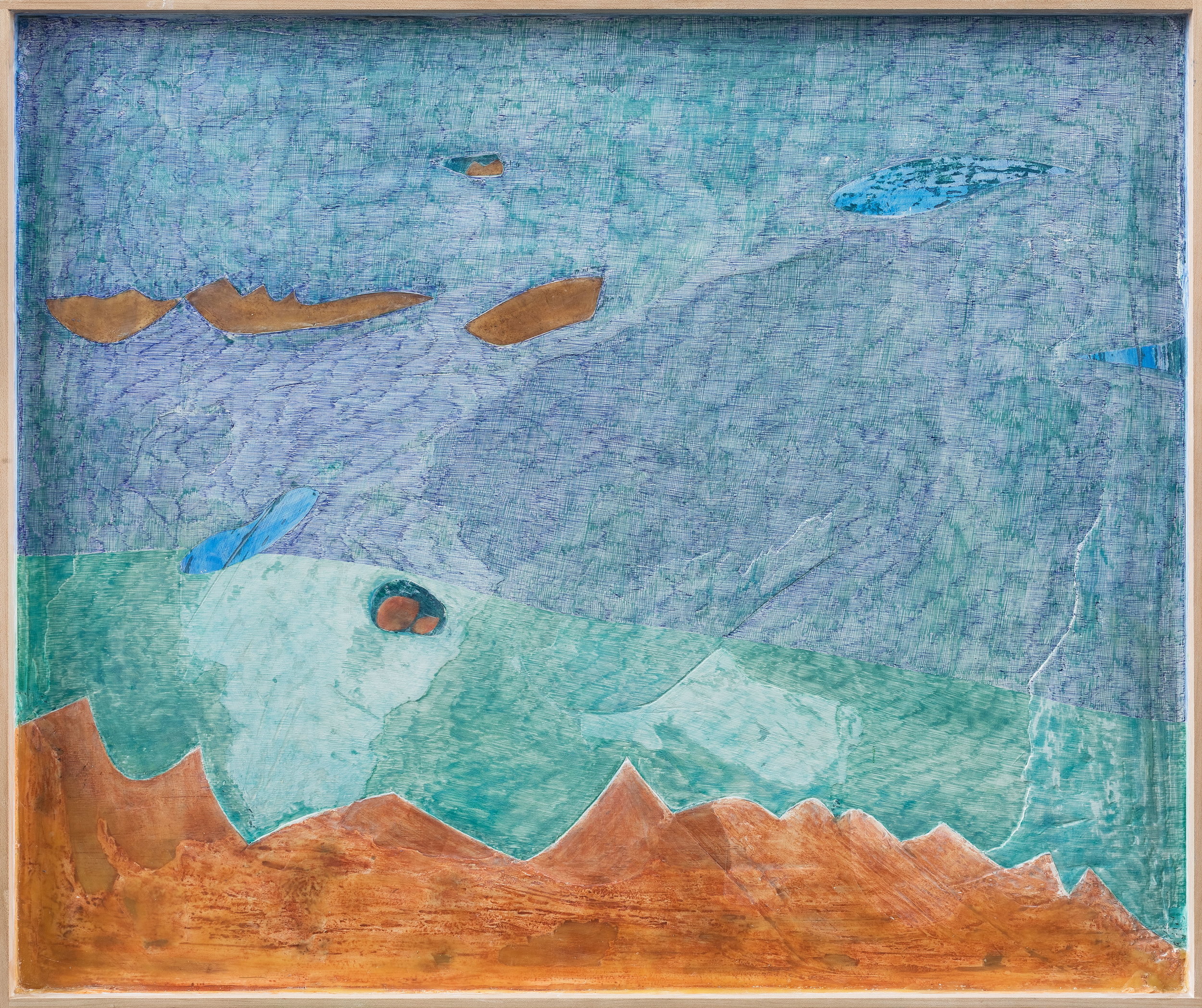  Lan Zhaoxing,  The Ocean , 2018. Plaster, beeswax, acrylic, watercolor, ballpoint pen, 19.6 x 23.6 inch © Lan Zhaoxing, courtesy Fou Gallery 