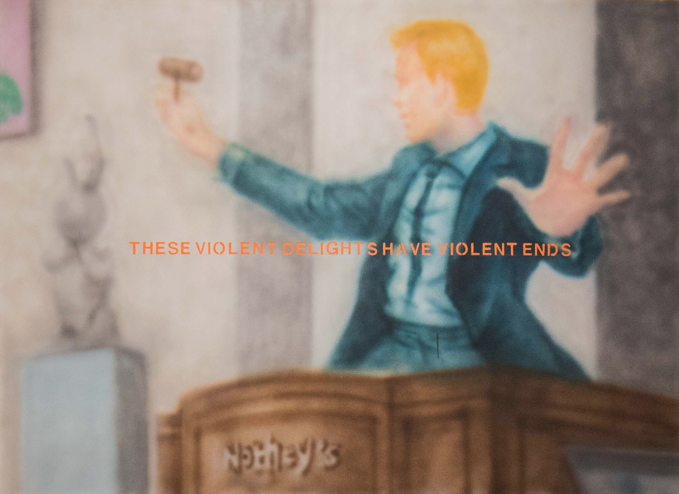 Siyuan Tan, These Violent Delights Have Violent Ends , 2019. Spray paint and acrylic on canvas, 55 x 40 inch ©Siyuan Tan, courtesy Fou Gallery