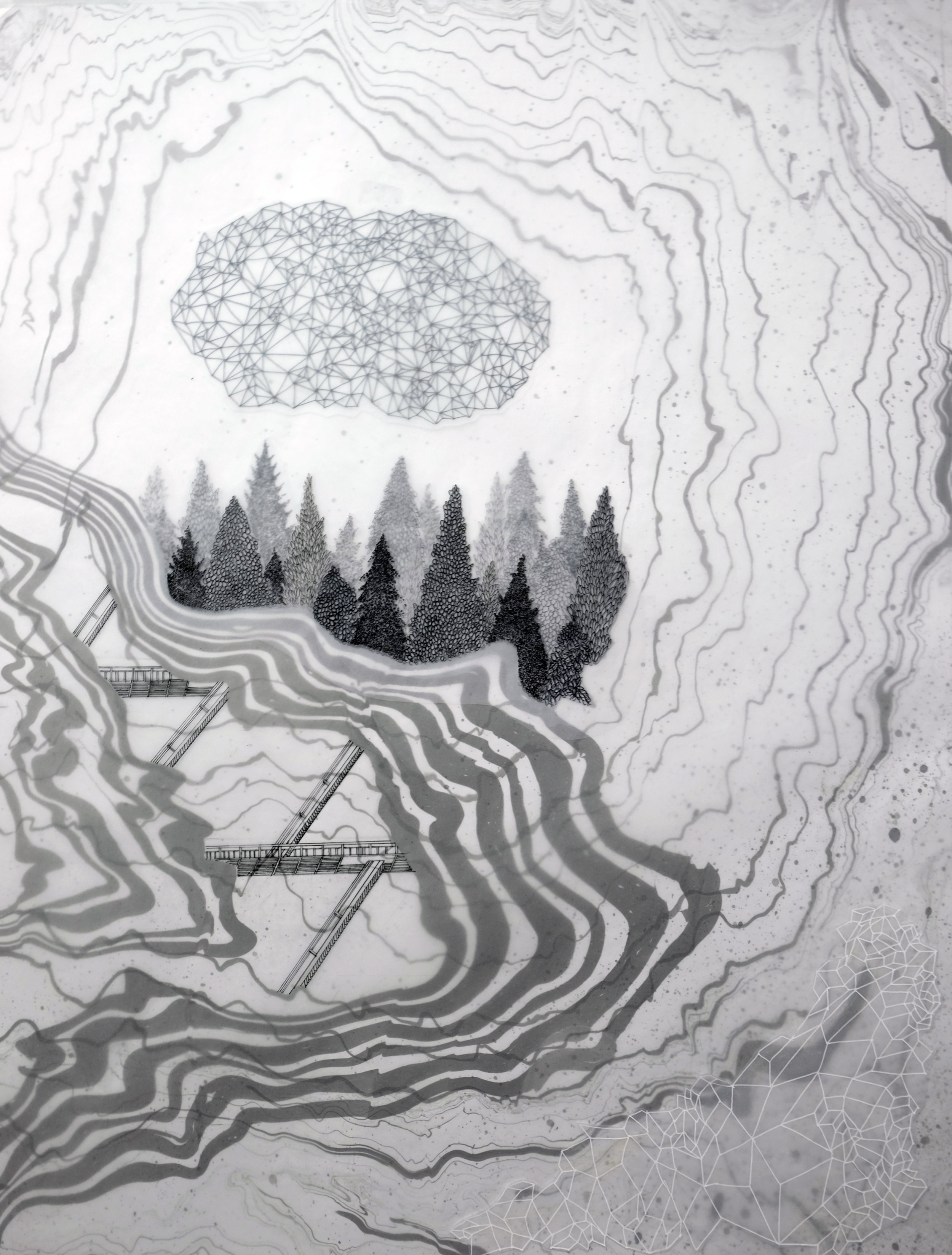Jisook Kim, Memory of Emotions II , 2017. Ink, pencil, acrylic on paper, 24 x 18 inches ©Jisook Kim, courtesy of Fou Gallery
