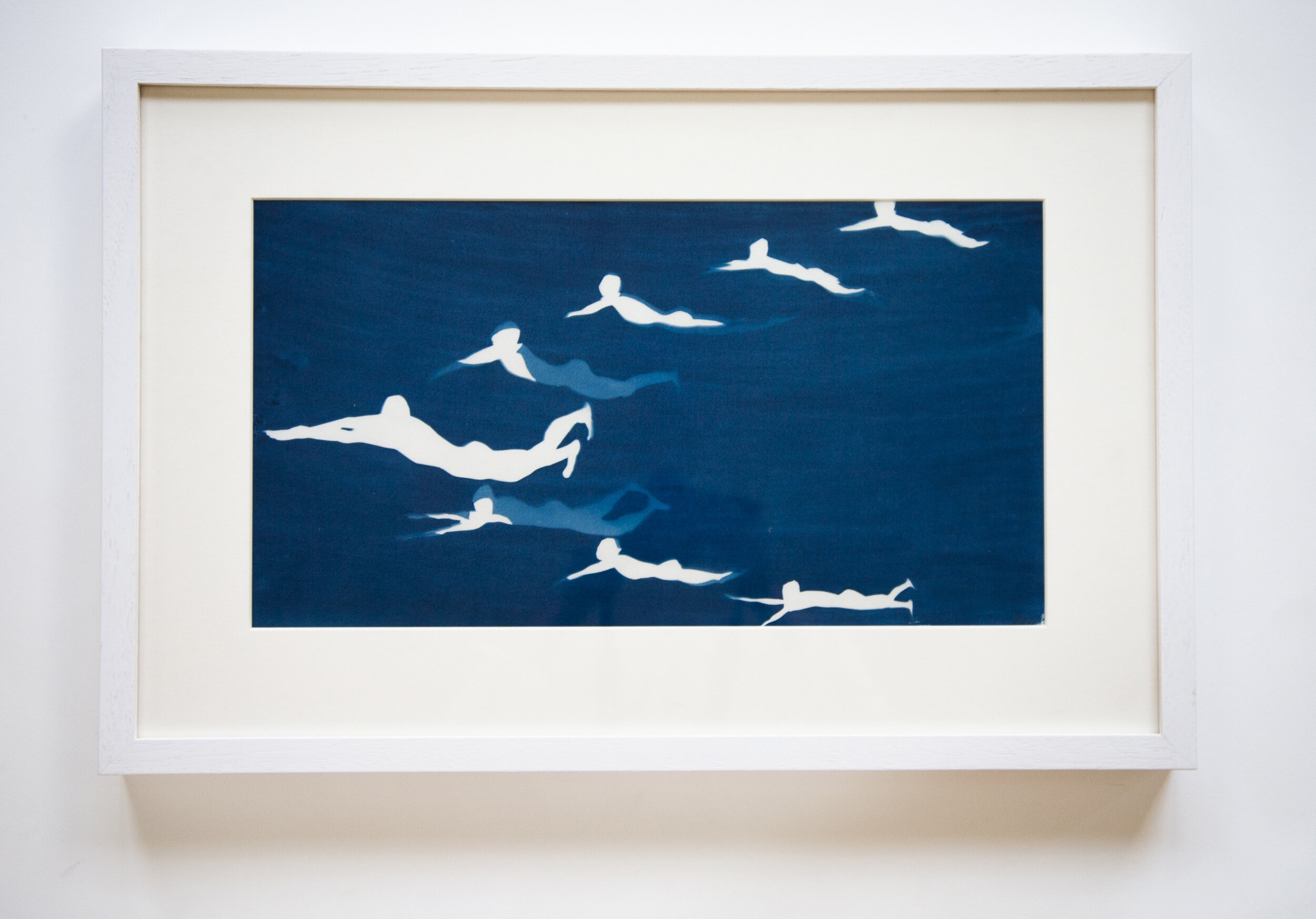  Han Qin,  Pattern of Moving 1 , 2016. Cyanotype on paper, 10 x 18.25 inches (16 x 24 ½ inches art glass) 