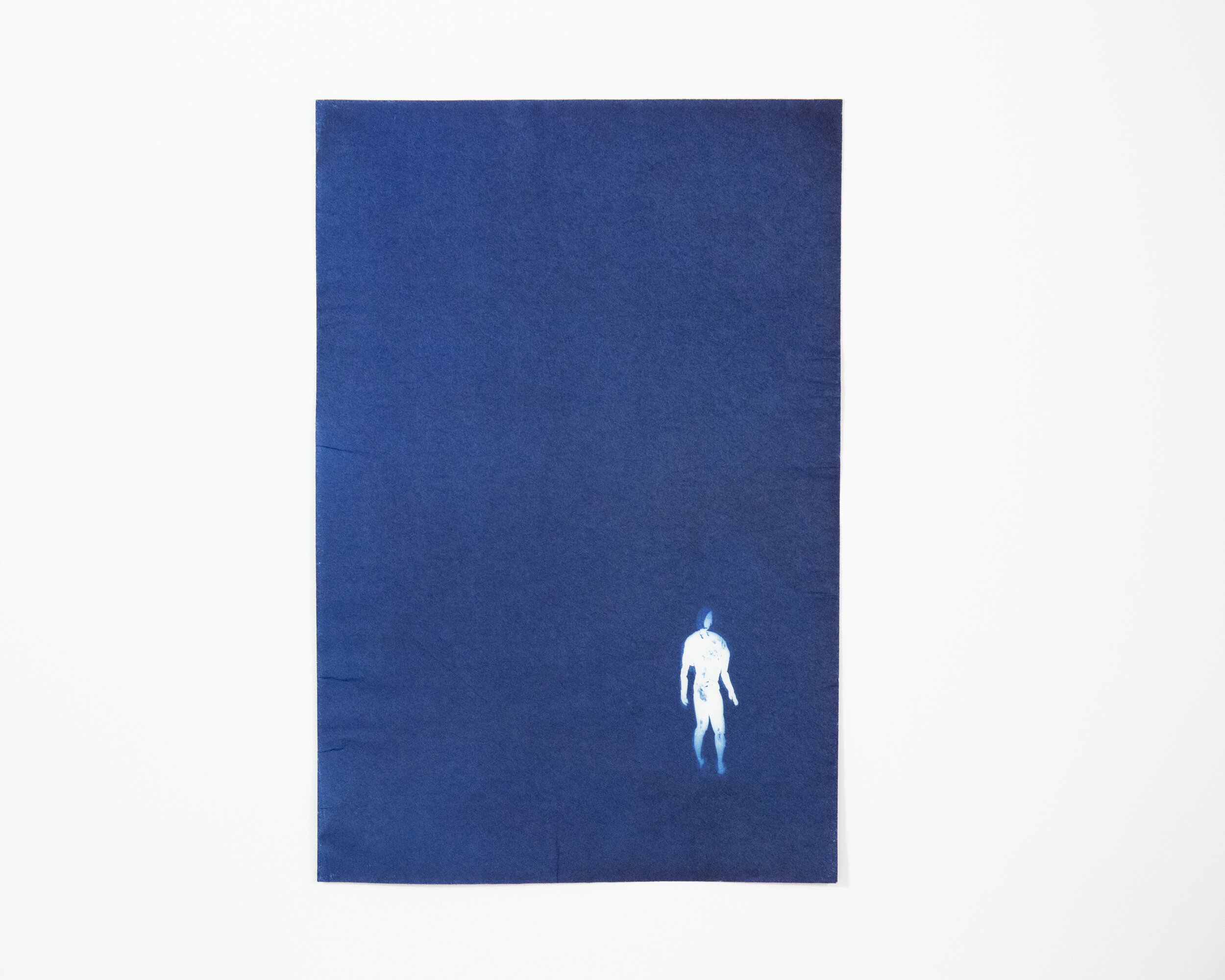  Han Qin,  Single Shadow 2 , 2018. Cyanotype on paper, 10 x 6 ½ inches ©Han Qin, courtesy Fou Gallery 