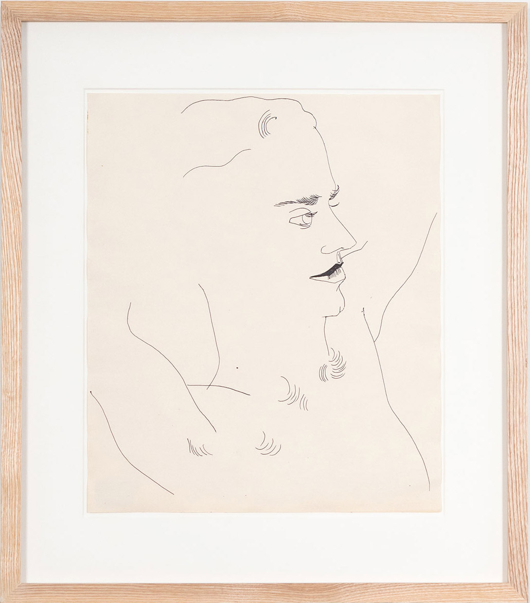  Andy Warhol,  Portrait of a Man (George) , circa 1950s. Black ballpoint pen on manila paper, 16.25 x13.75 inches ©The Andy Warhol Foundation for the Visual Arts, Inc. 