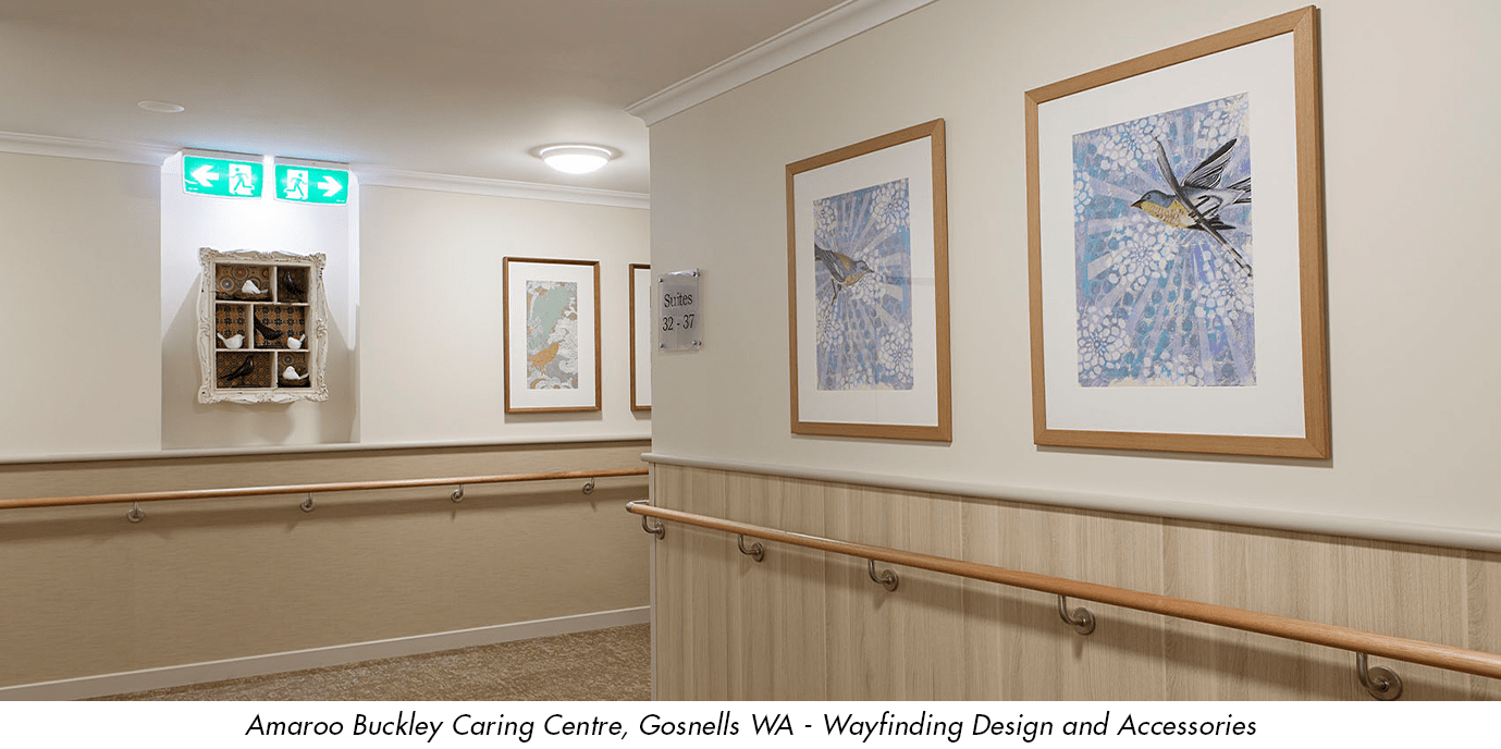 Amaroo BCC Perth, with Wayfinding Design Signage and Artwork that work within the theme and scheme of the house.