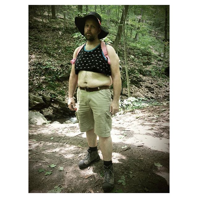 Hiking the trails of Wisconsin... Part of my expansive series on dudes #hiking in #manzierres & #sunbonnets in #ParfreysGlen (near #Baraboo #Wisconsin & #DevilsLakeStatePark)