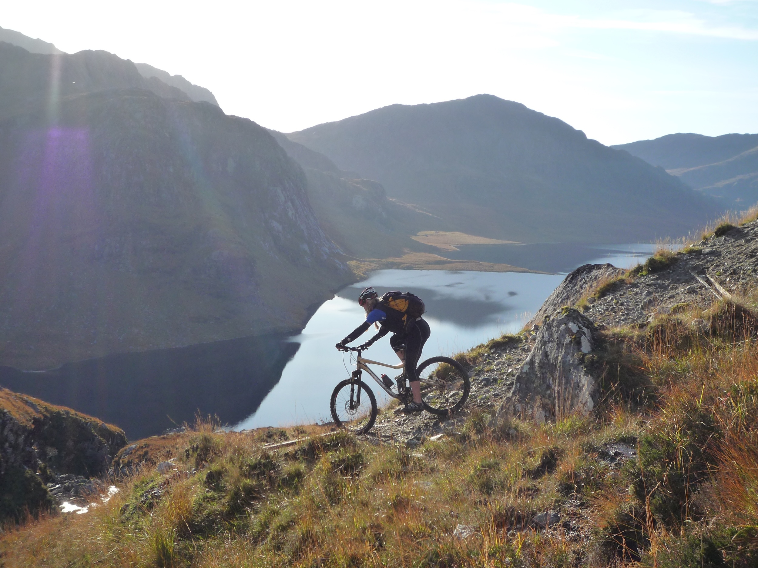 That tight switchback turn on another day, on a different bike and in another life. Photo courtesy of Ferga Perry