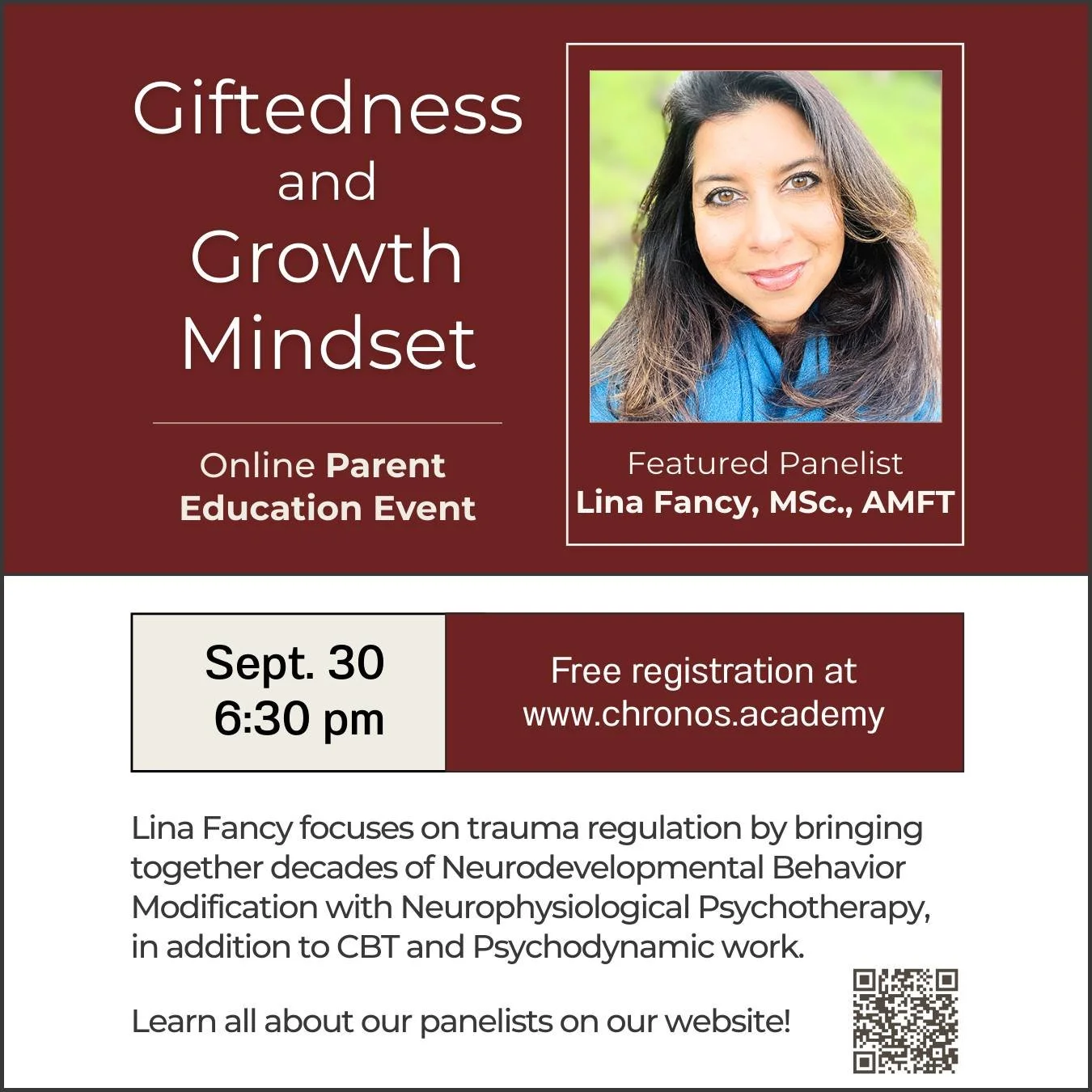 As one of tomorrow's panel of experts, Lina Fancy brings her wealth of experience in helping families support their children. Developing a growth mindset is important for every child, but especially for gifted children. Lina Fancy will help us explor