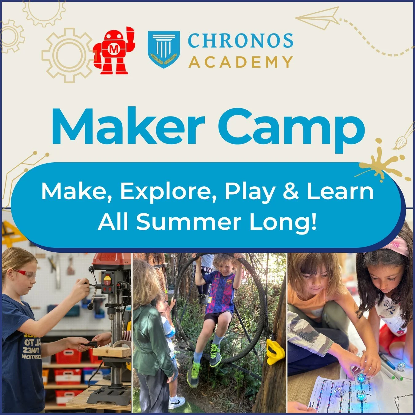 Don't miss out on Maker Camp 2026! We're making projects, exploring, playing, and learning all summer long with 4 great themes so campers have a different experience every week!

Sign up at www.chronos.academy/maker-camp

#makercamp #larkspur #summer